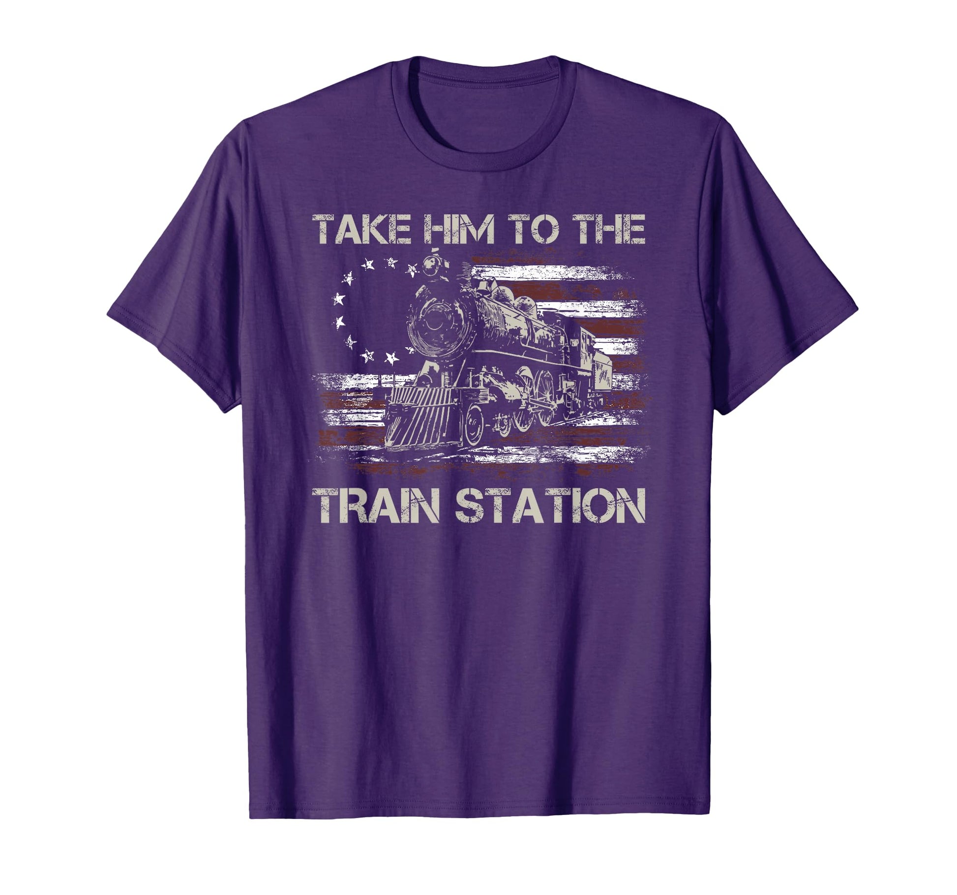 Old American Flag Take Him To Train T-Shirt - Minimalist Print for Adults - T-Shirt, Sweatshirt, Hoodie