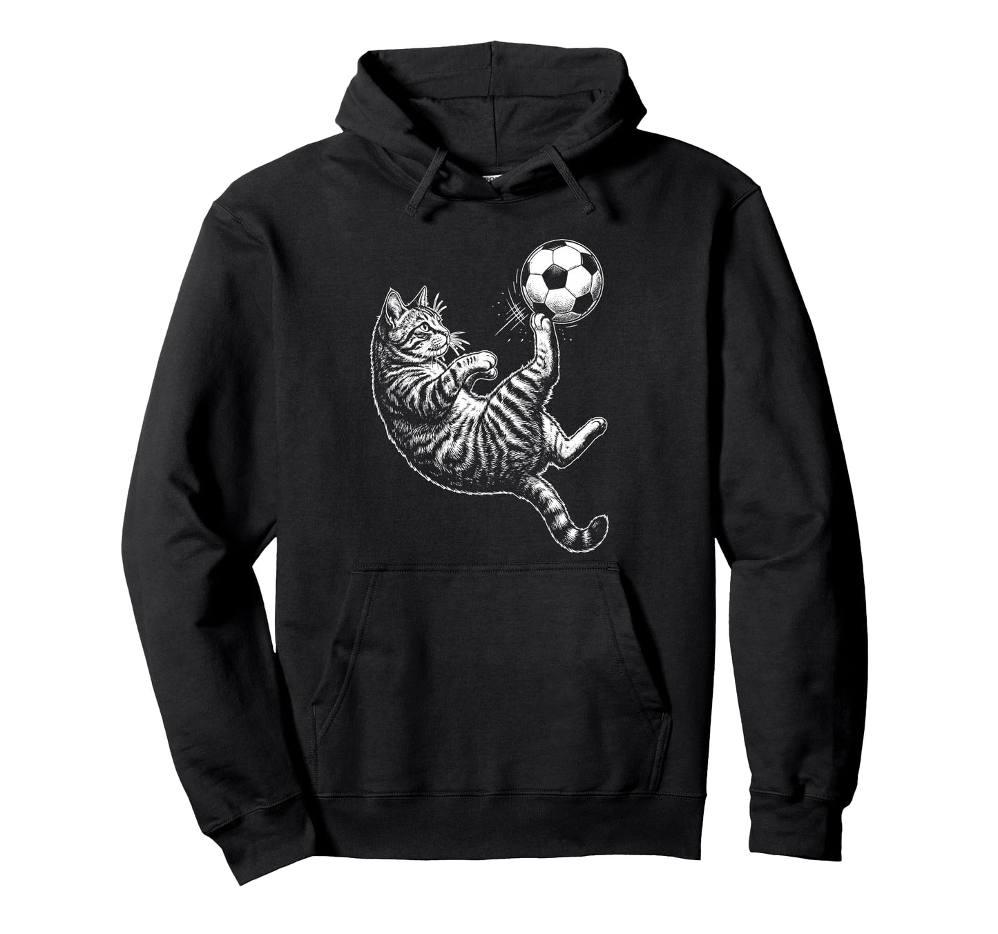 Funny Soccer Cat Kicking Ball Animal Hoodie - Trendy Graphic Men Women - T-Shirt, Sweatshirt, Hoodie