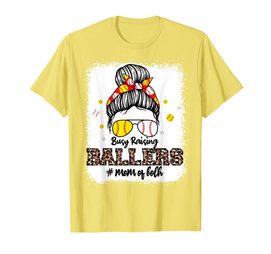 Baseball Softball Mom Both Busy T-Shirt - Fun Novelty Design for Adults - T-Shirt, Sweatshirt, Hoodie