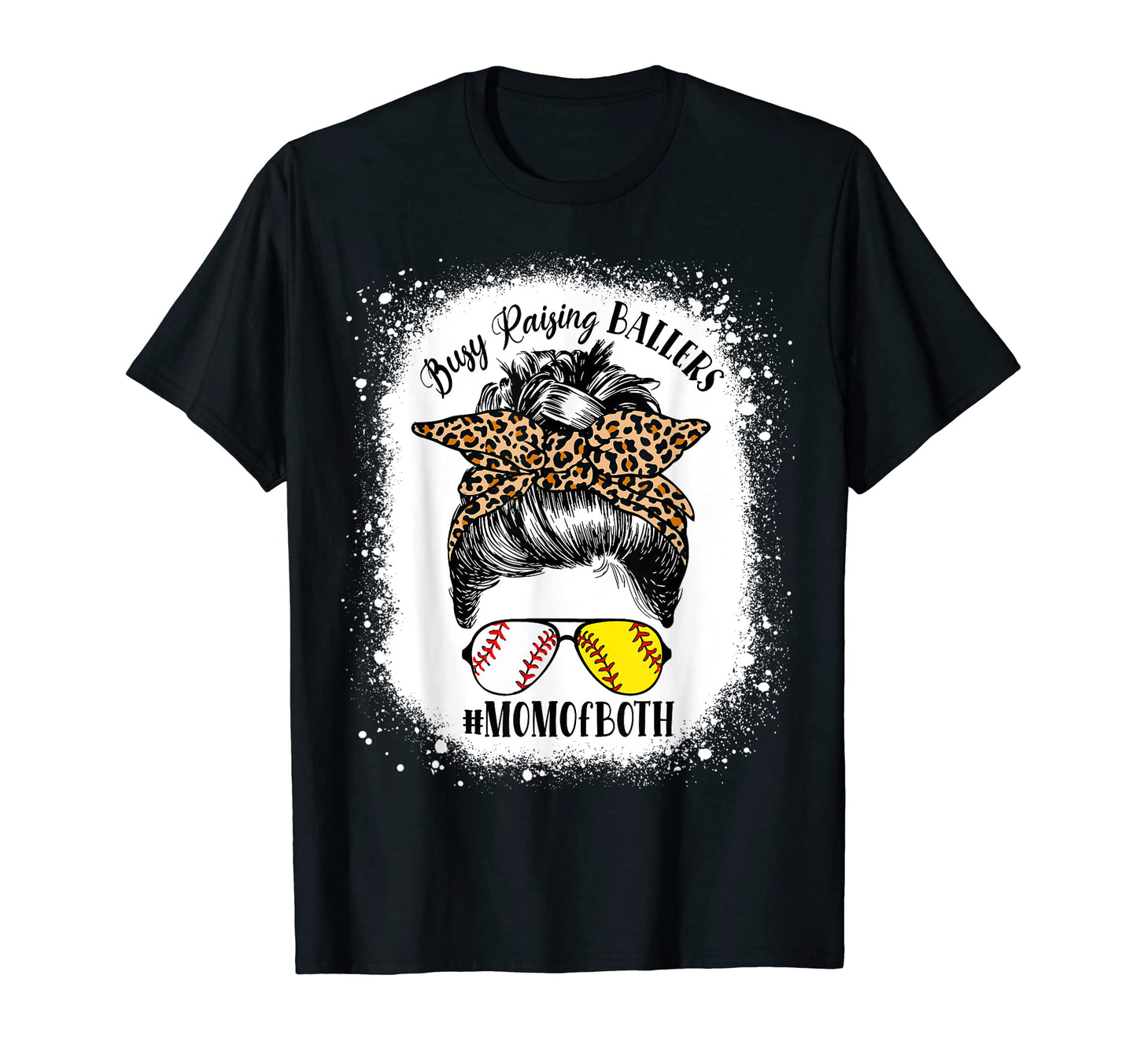 Messy Bun Mom Both Baseball Softball T-Shirt - Minimalist Print for Adults - T-Shirt, Sweatshirt, Hoodie