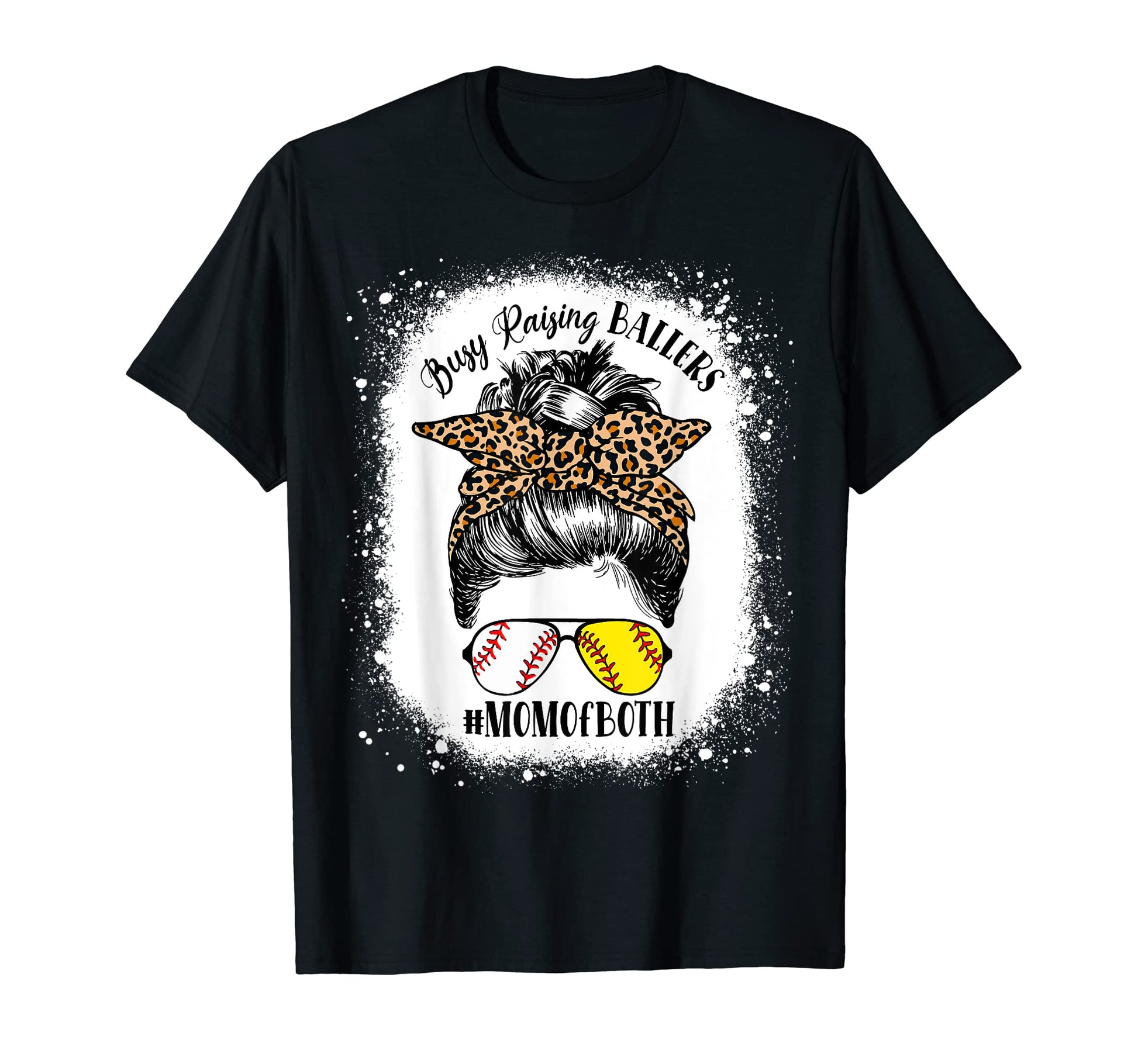 Messy Bun Mom Both Baseball Softball T-Shirt - Minimalist Print for Adults - T-Shirt, Sweatshirt, Hoodie