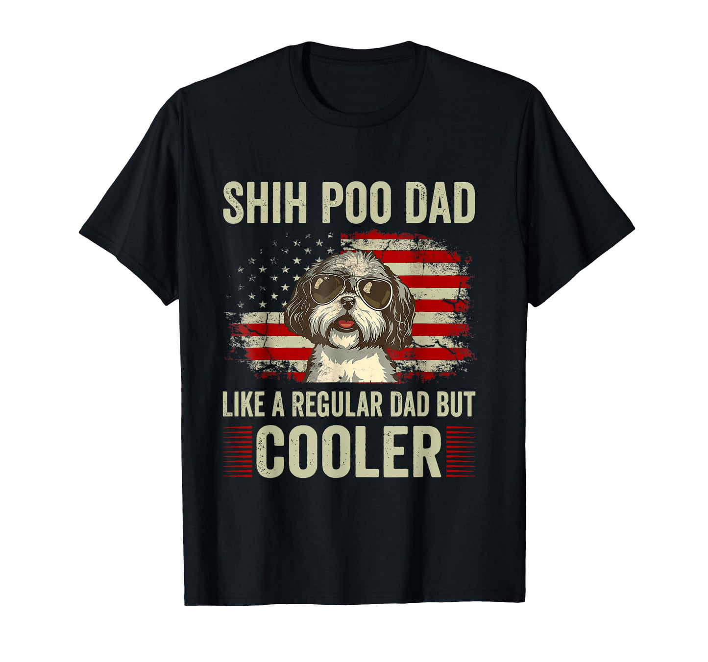 Funny American Flag Shih Poo Lovers T-Shirt - Trendy Graphic for Adults - T-Shirt, Sweatshirt, Hoodie