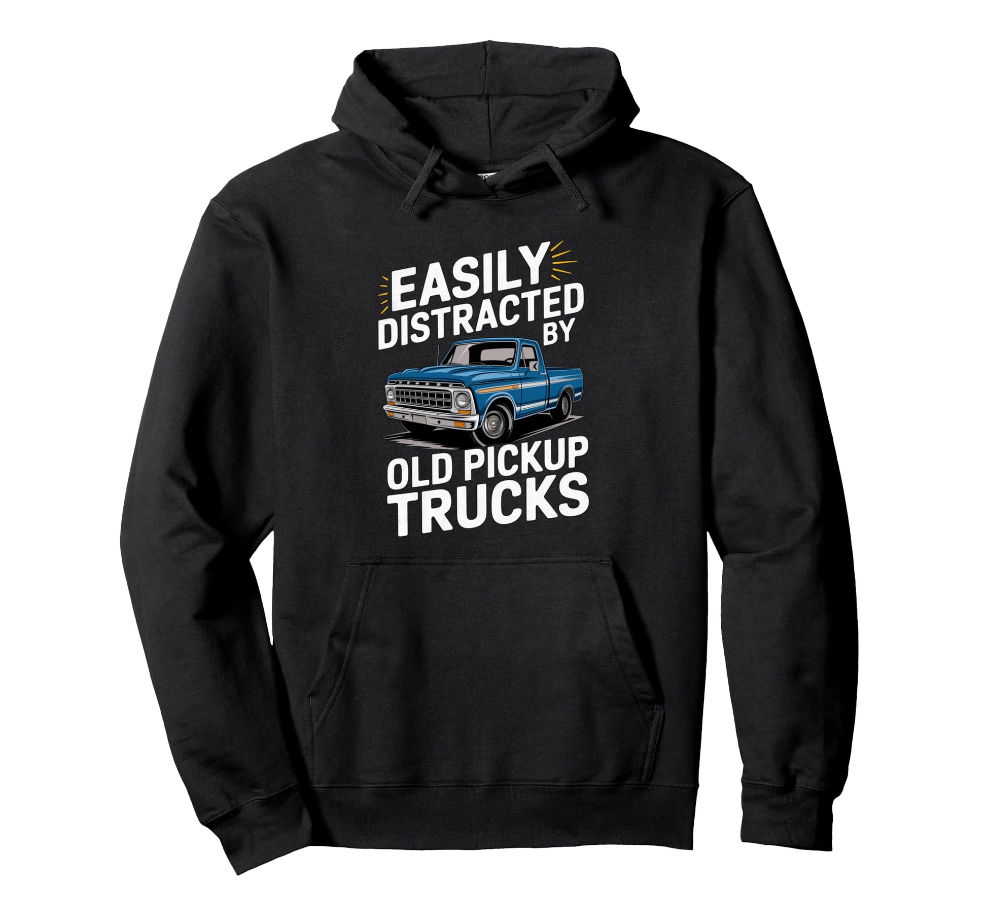Easily Distracted Old Pickup Trucks Hoodie - Custom Art Print for Adults - T-Shirt, Sweatshirt, Hoodie