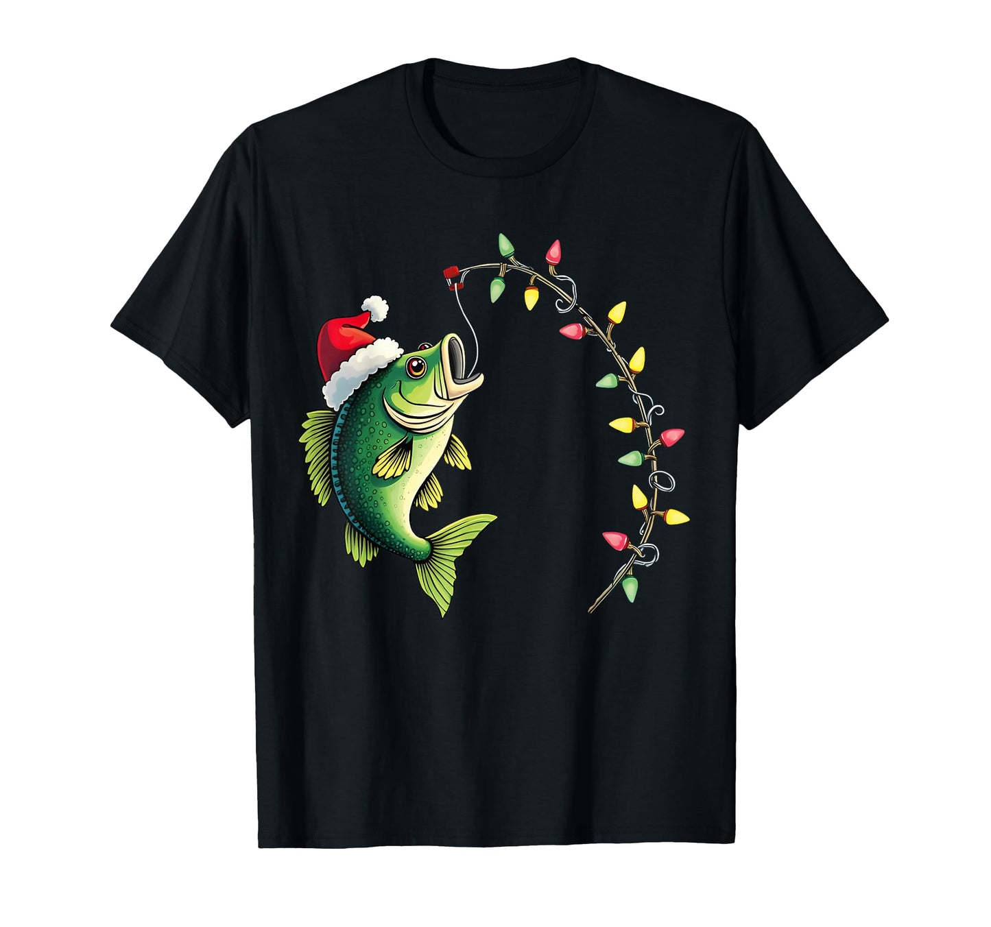 Funny Bass Fishing Santa Hat Pajama T-Shirt - Graphic Print Men Women - T-Shirt, Sweatshirt, Hoodie