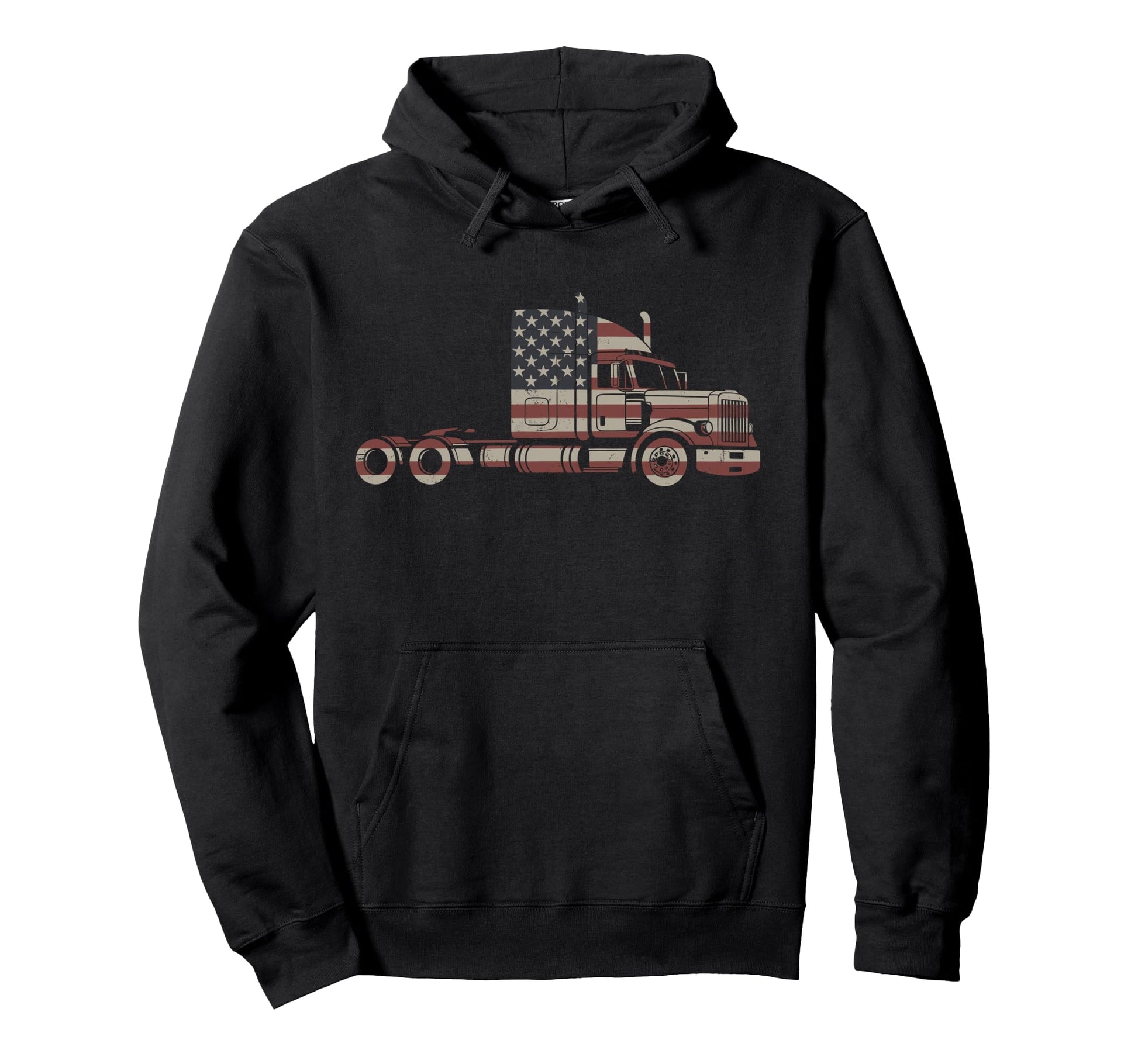 Trucker Truck Driver American Flag Usa Hoodie - Unique Graphic for Adults - T-Shirt, Sweatshirt, Hoodie