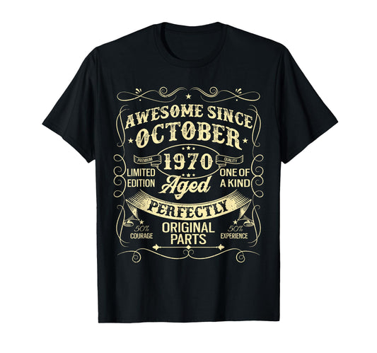 Awesome Since October 1970 Year Birth T-Shirt - Trendy Graphic for Adults - T-Shirt, Sweatshirt, Hoodie