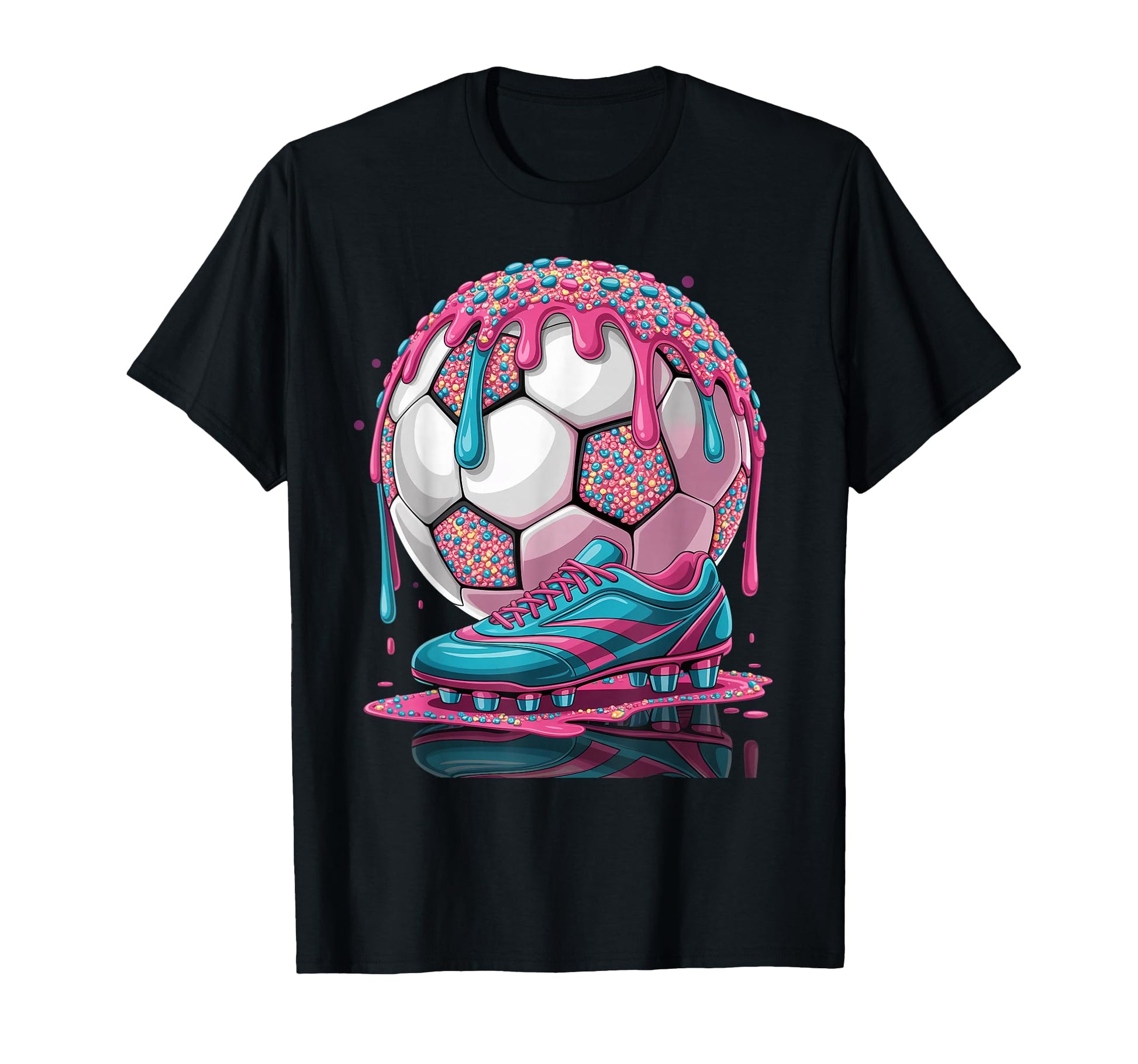 Soccer Ball Drip Ice Cream Drip T-Shirt - Fun Novelty Design Men Women - T-Shirt, Sweatshirt, Hoodie