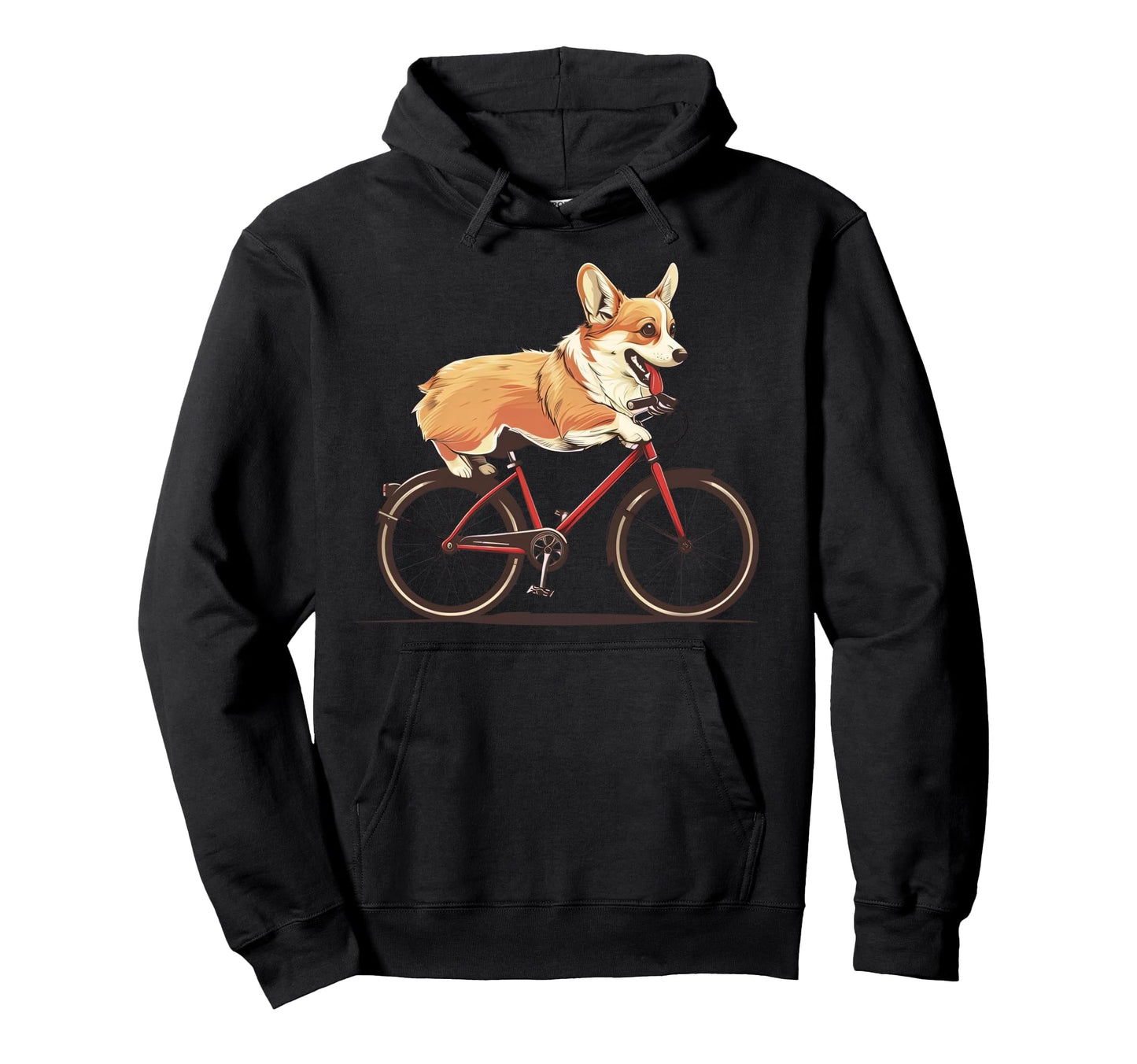Pembroke Welsh Corgi Cycling Dog Hoodie - Aesthetic Graphic for Adults - T-Shirt, Sweatshirt, Hoodie