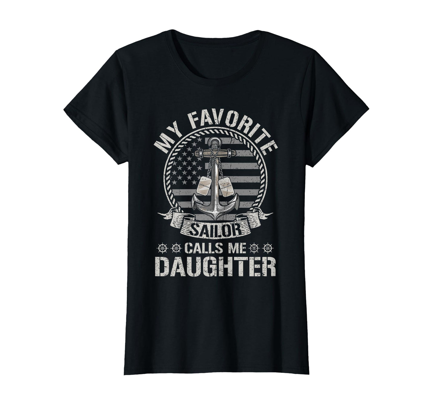 Proud Us Sailor Daughter Anchor Flag Usa T-Shirt - Custom Art Print Unisex - T-Shirt, Sweatshirt, Hoodie