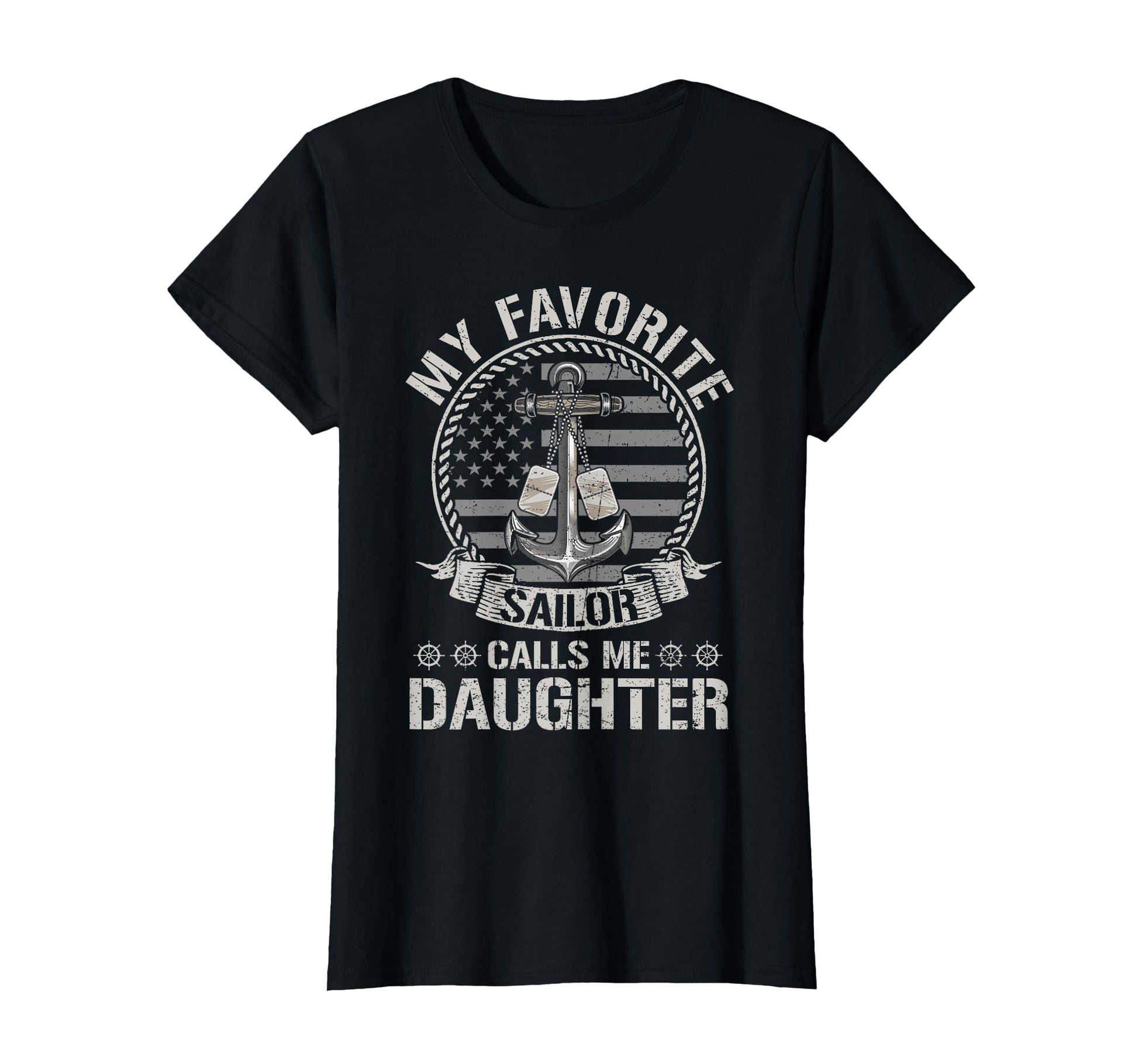 Proud Us Sailor Daughter Anchor Flag Usa T-Shirt - Custom Art Print Unisex - T-Shirt, Sweatshirt, Hoodie