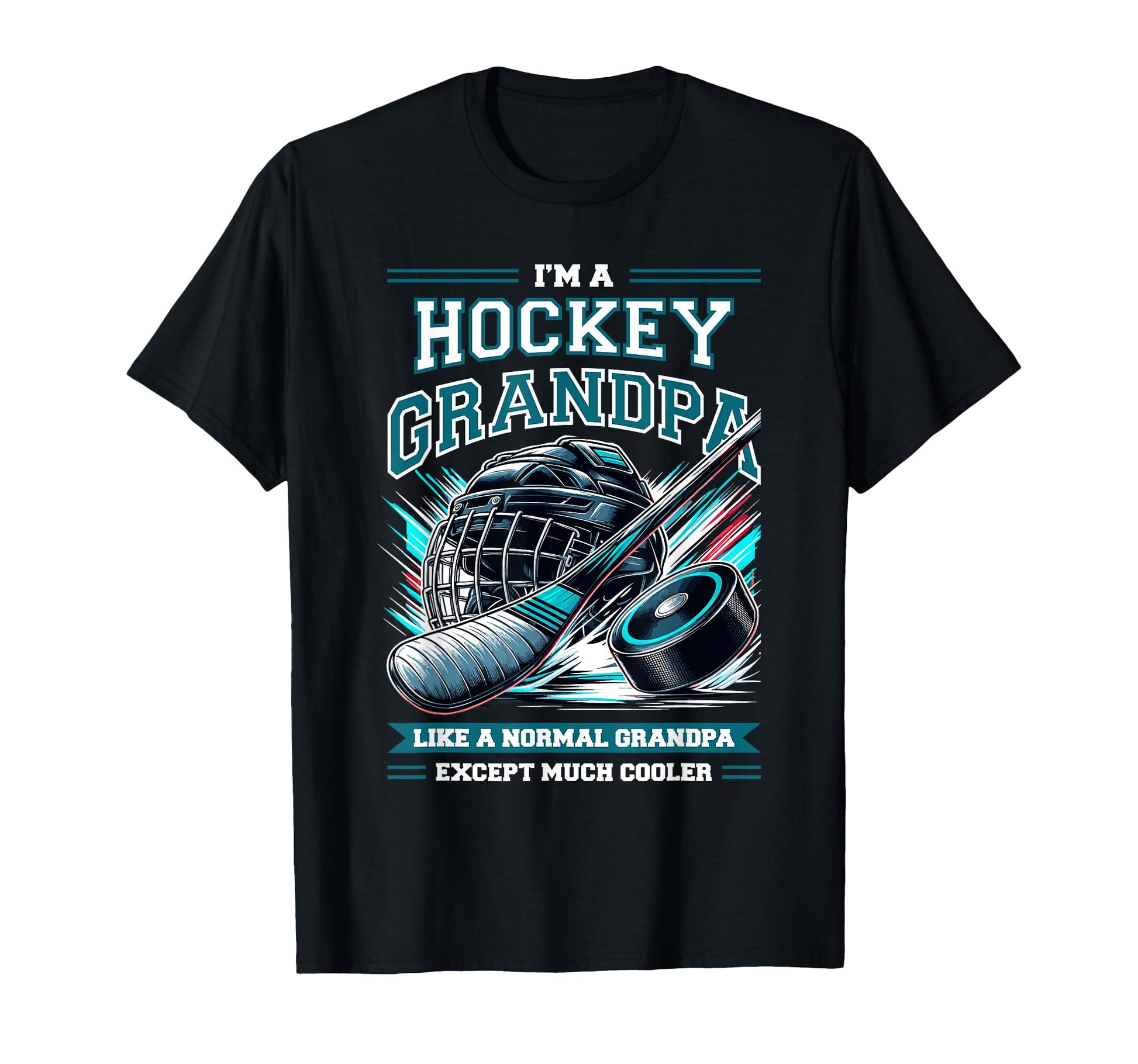 Grandpa Hockey Player Ice Hockey Field T-Shirt - Unique Graphic Unisex - T-Shirt, Sweatshirt, Hoodie