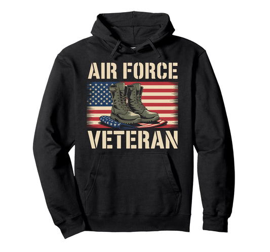 Air Force Veteran Us American Flag Dad Hoodie - Unique Graphic Unisex - T-Shirt, Sweatshirt, Hoodie