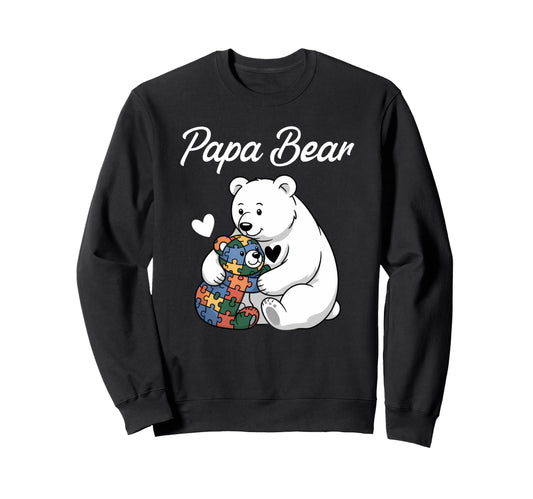 Autism Papa Bear Mom Love Autistic Sweatshirt - Trendy Graphic Men Women - T-Shirt, Sweatshirt, Hoodie