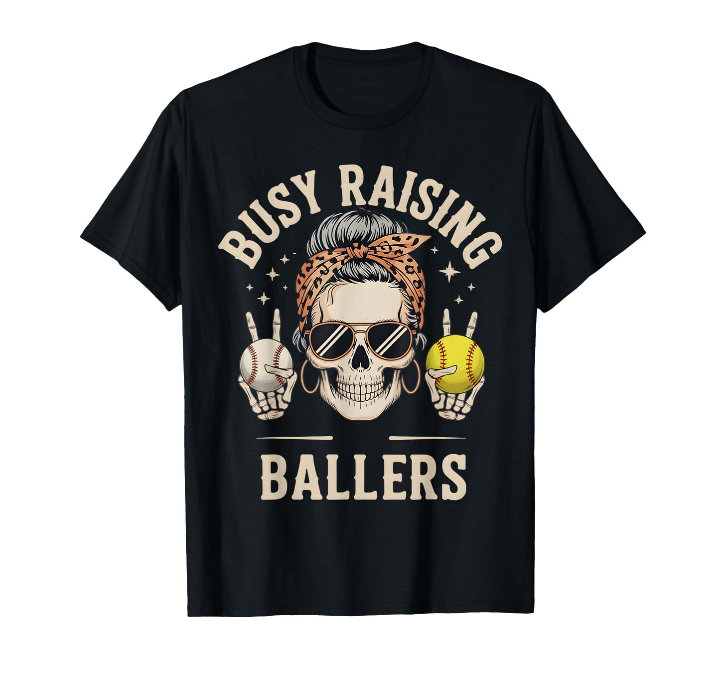 Skeleton Messy Bun Mom Raising T-Shirt - Casual Everyday Wear for Adults - T-Shirt, Sweatshirt, Hoodie