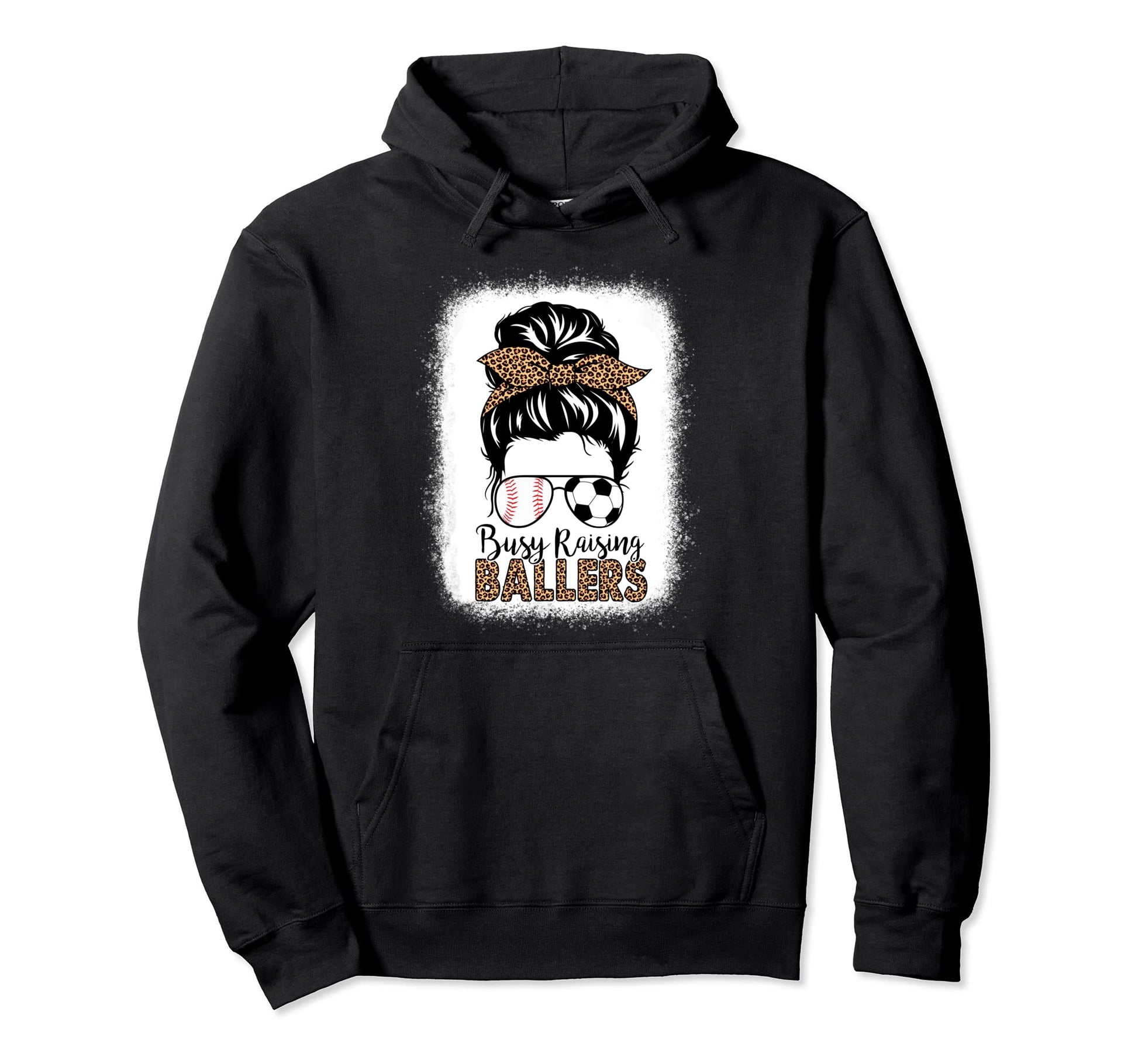Baseball Soccer Mom Messy Bun Leopard Hoodie - Minimalist Print Men Women - T-Shirt, Sweatshirt, Hoodie