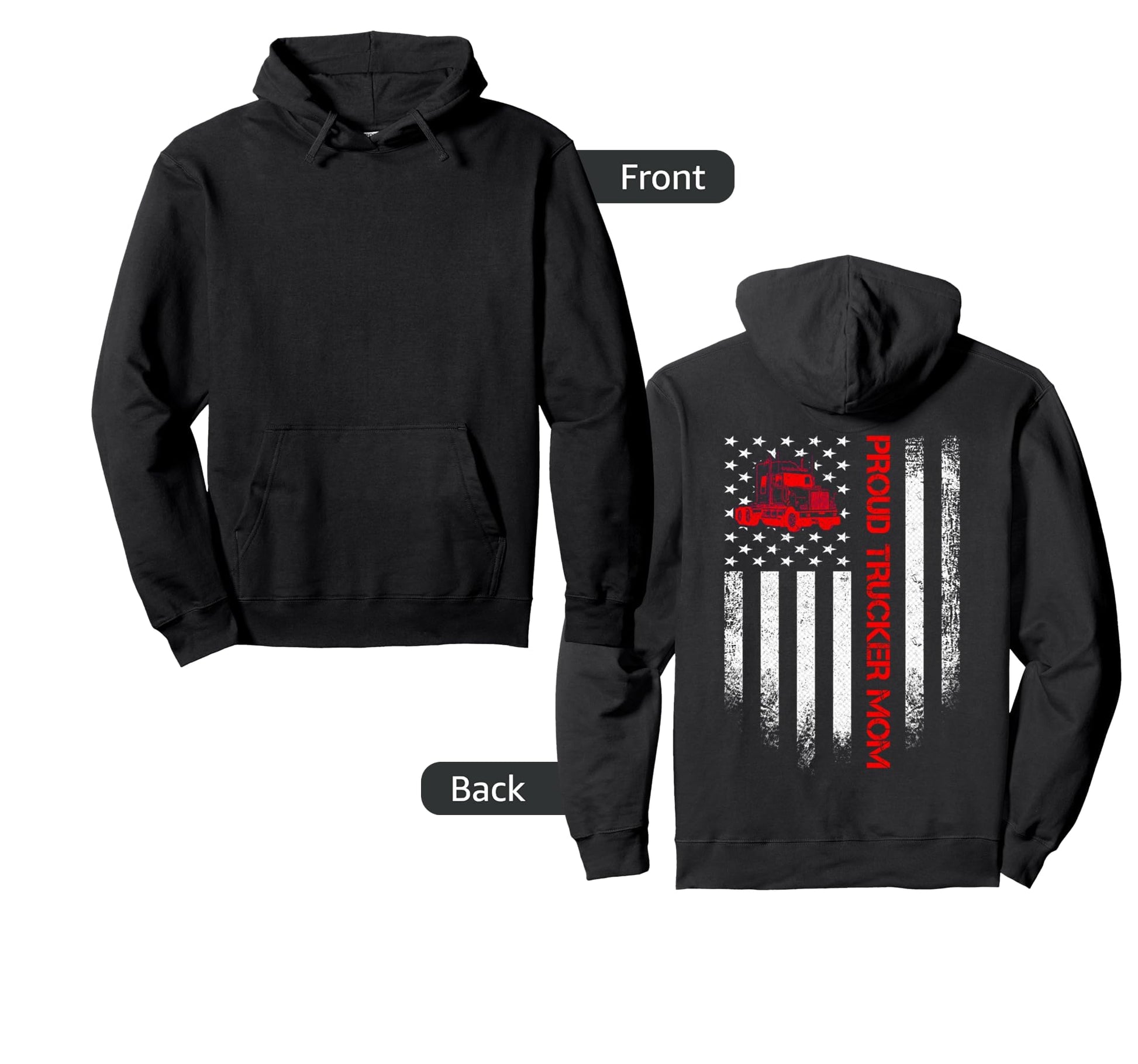 Usa American Flag Proud Trucker Truck Hoodie - Streetwear Style for Adults - T-Shirt, Sweatshirt, Hoodie