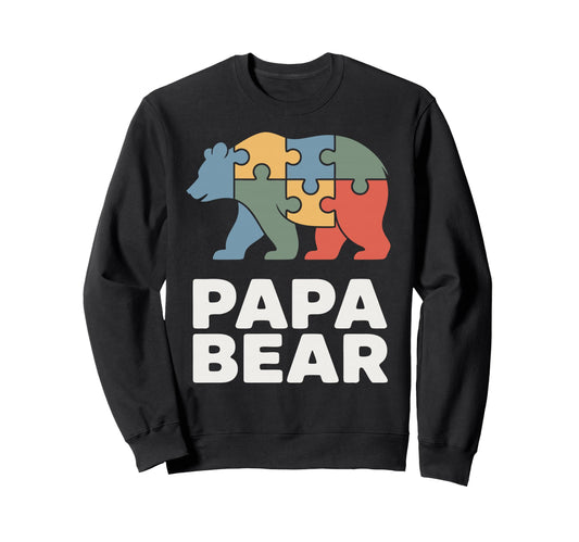 Autism Dad Papa Bear Autistic Child Sweatshirt - Unique Graphic for Adults - T-Shirt, Sweatshirt, Hoodie