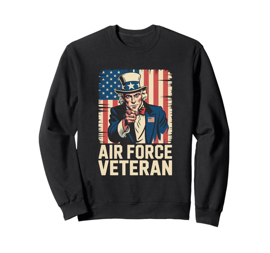 Air Force Veteran Us American Flag Sweatshirt - Fun Novelty Design Unisex - T-Shirt, Sweatshirt, Hoodie