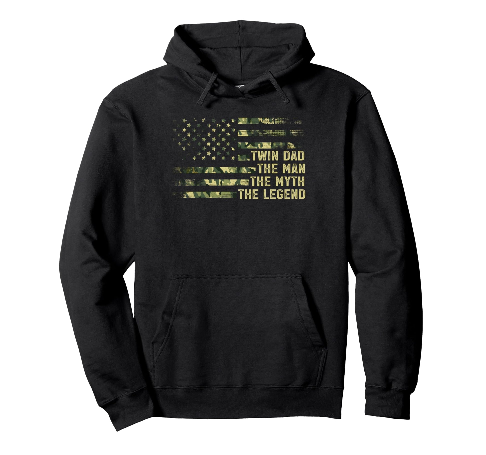 Twin Dad Camo Usa Flag Twin Dad Myth Hoodie - Minimalist Print Unisex - T-Shirt, Sweatshirt, Hoodie