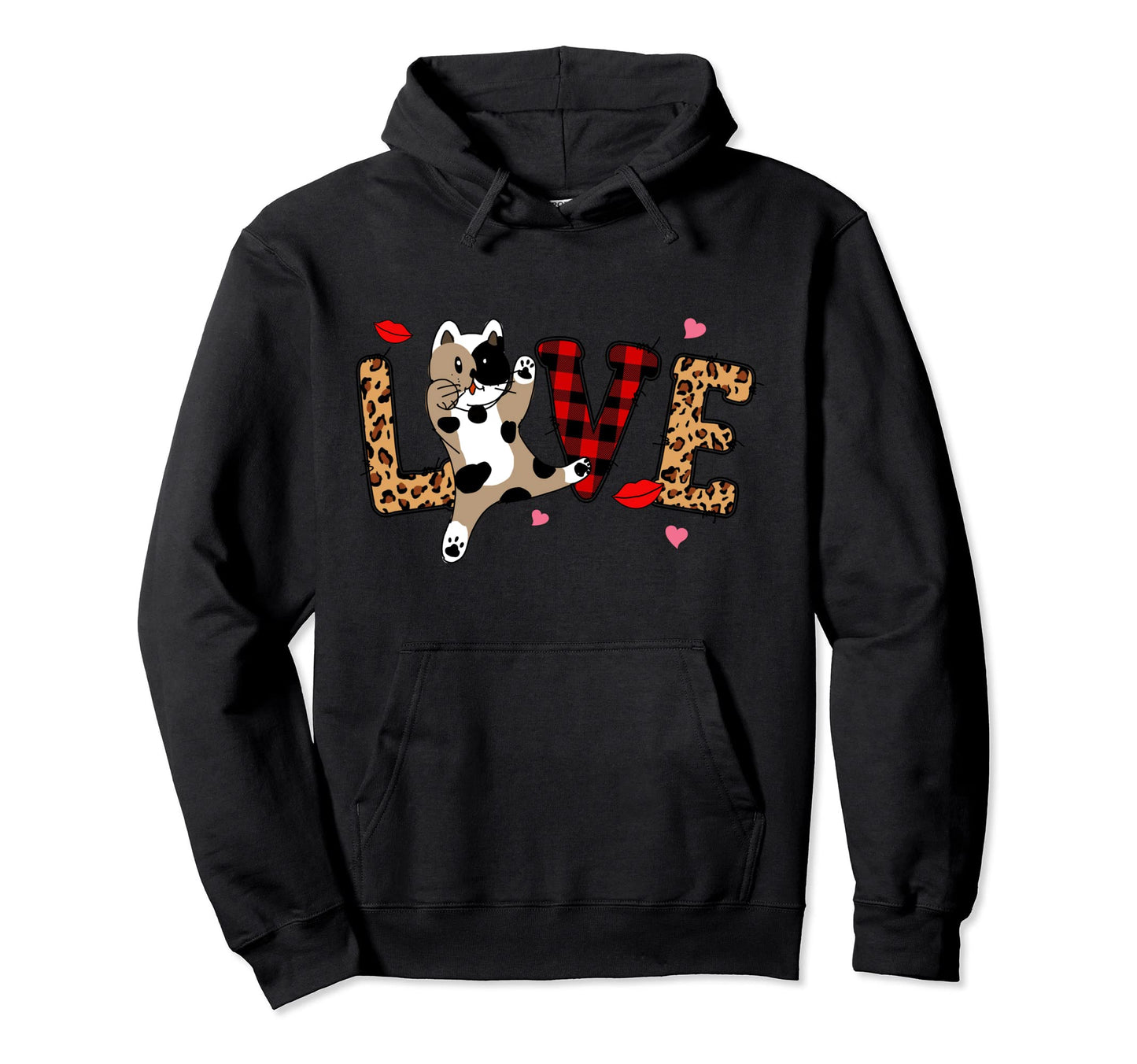 Love My Cat Kitty Kitten Valentine Mom Hoodie - Unique Graphic Men Women - T-Shirt, Sweatshirt, Hoodie