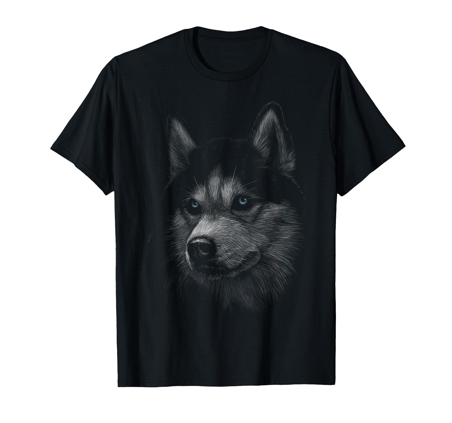Siberian Husky Dog Head Art Gift T-Shirt - Casual Everyday Wear Unisex - T-Shirt, Sweatshirt, Hoodie