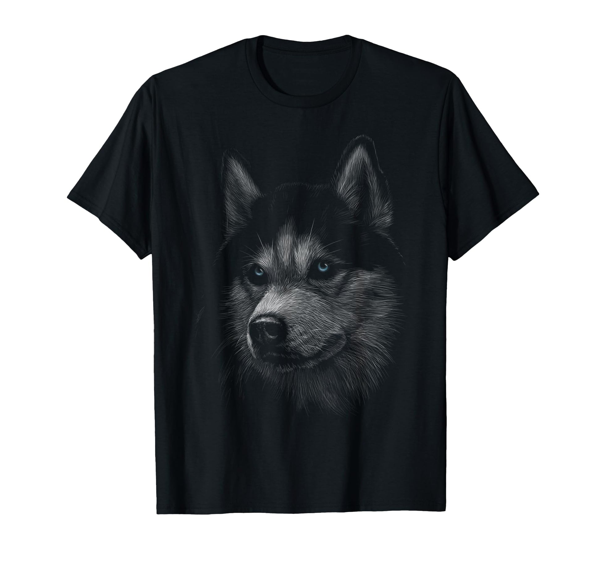 Siberian Husky Dog Head Art Gift T-Shirt - Casual Everyday Wear Unisex - T-Shirt, Sweatshirt, Hoodie