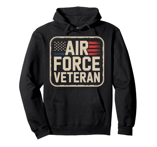 Air Force Veteran Us American Flag Hoodie - Casual Everyday Wear Men Women - T-Shirt, Sweatshirt, Hoodie