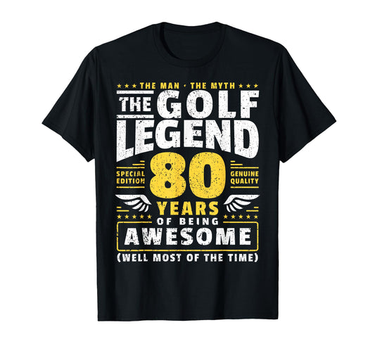 80Th Birthday Golf Player 80 Years Old T-Shirt - Graphic Print Unisex - T-Shirt, Sweatshirt, Hoodie