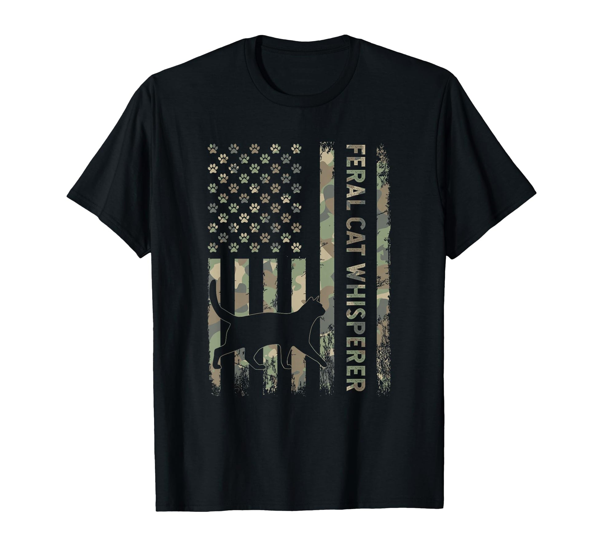 Feral Cat Whisperer Dad Camo Usa Flag T-Shirt - Novelty Apparel Men Women - T-Shirt, Sweatshirt, Hoodie