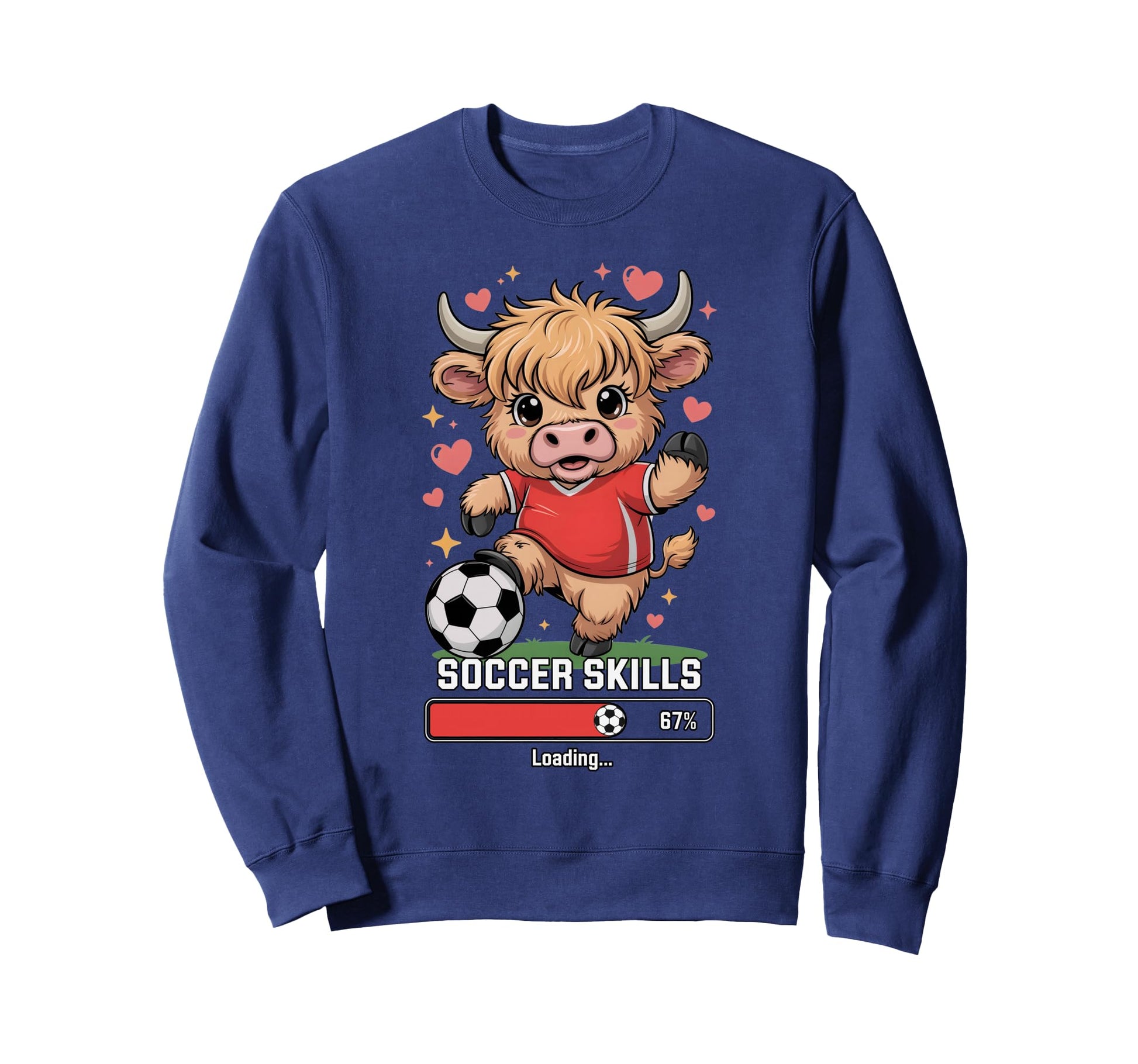 Kawaii Soccer Cow Skills Loading Sweatshirt - Custom Art Print Men Women - T-Shirt, Sweatshirt, Hoodie