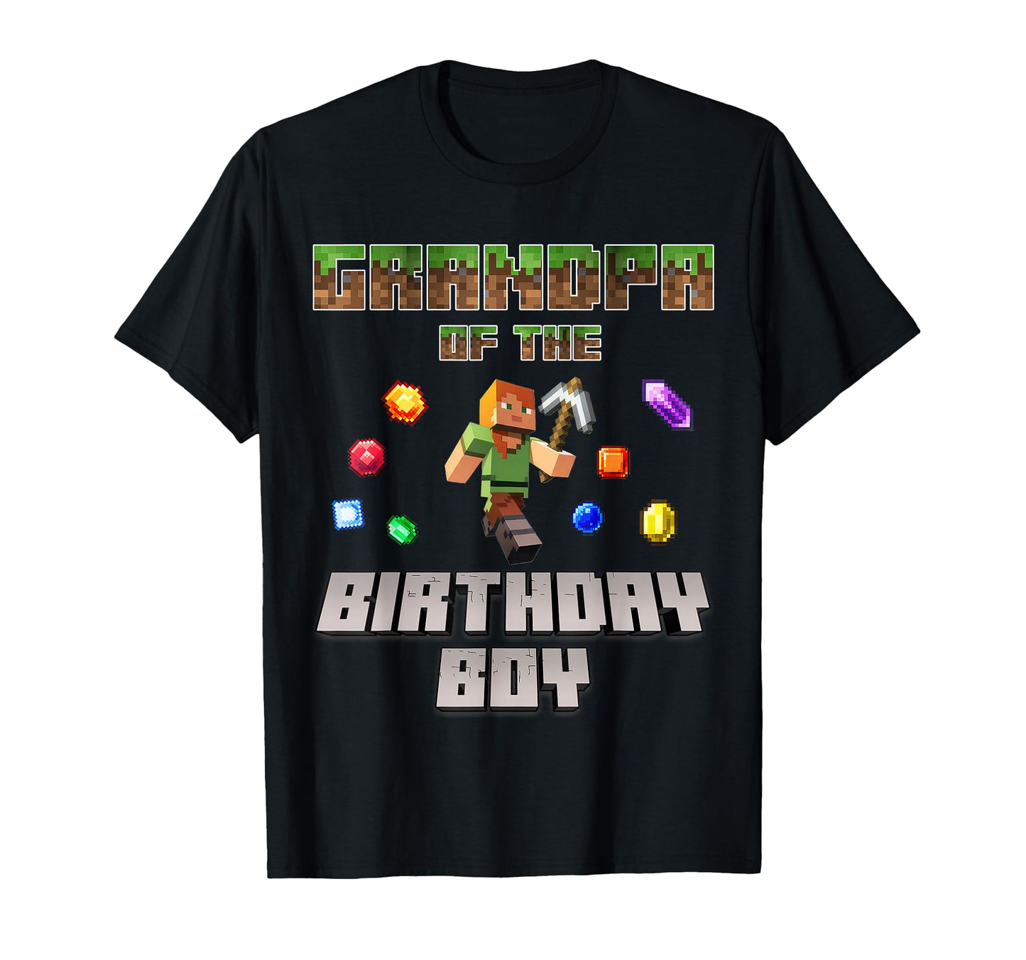 Grandpa Birthday Video Gamer Pixel T-Shirt - Custom Art Print Men Women - T-Shirt, Sweatshirt, Hoodie