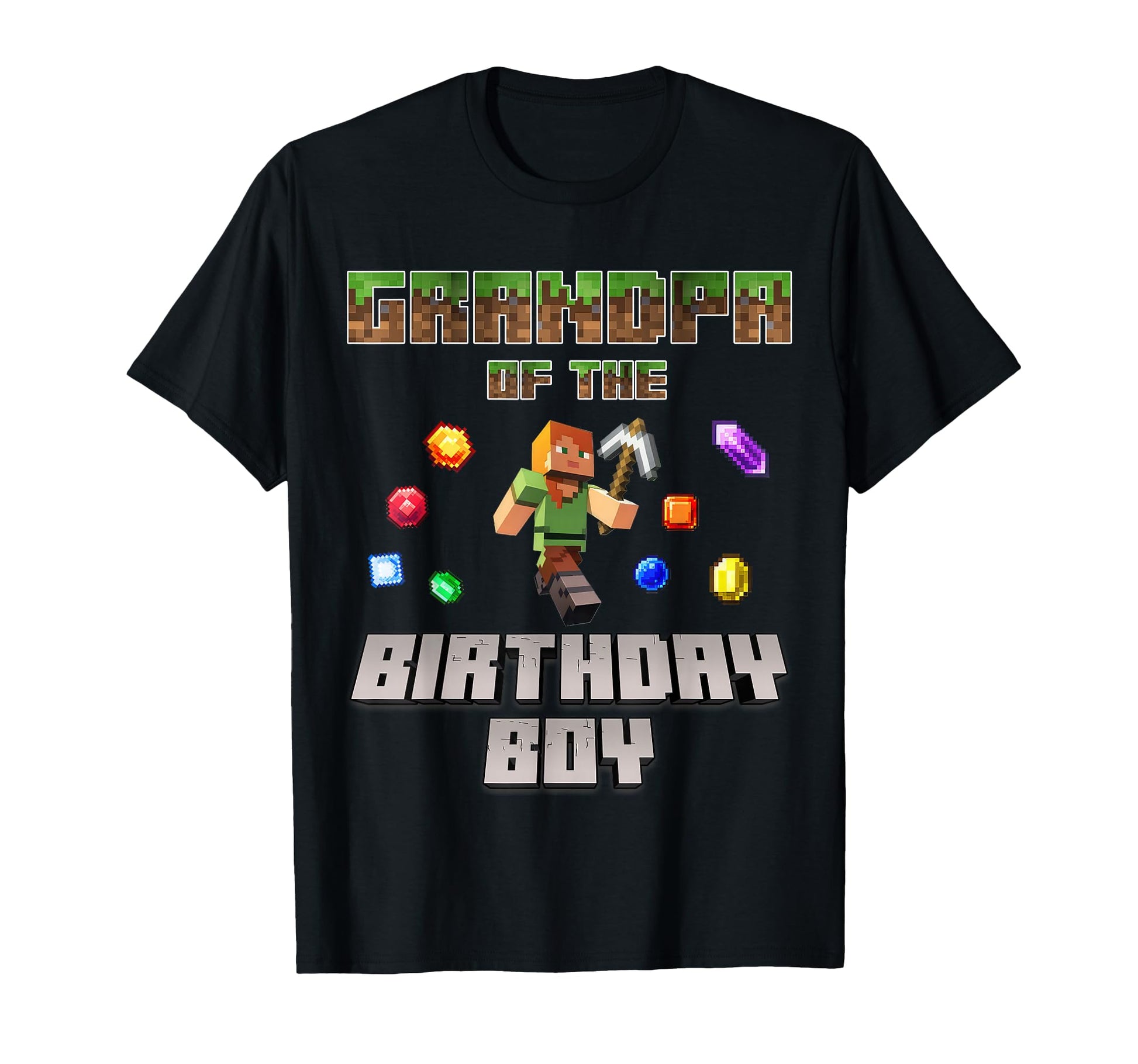 Grandpa Birthday Video Gamer Pixel T-Shirt - Custom Art Print Men Women - T-Shirt, Sweatshirt, Hoodie