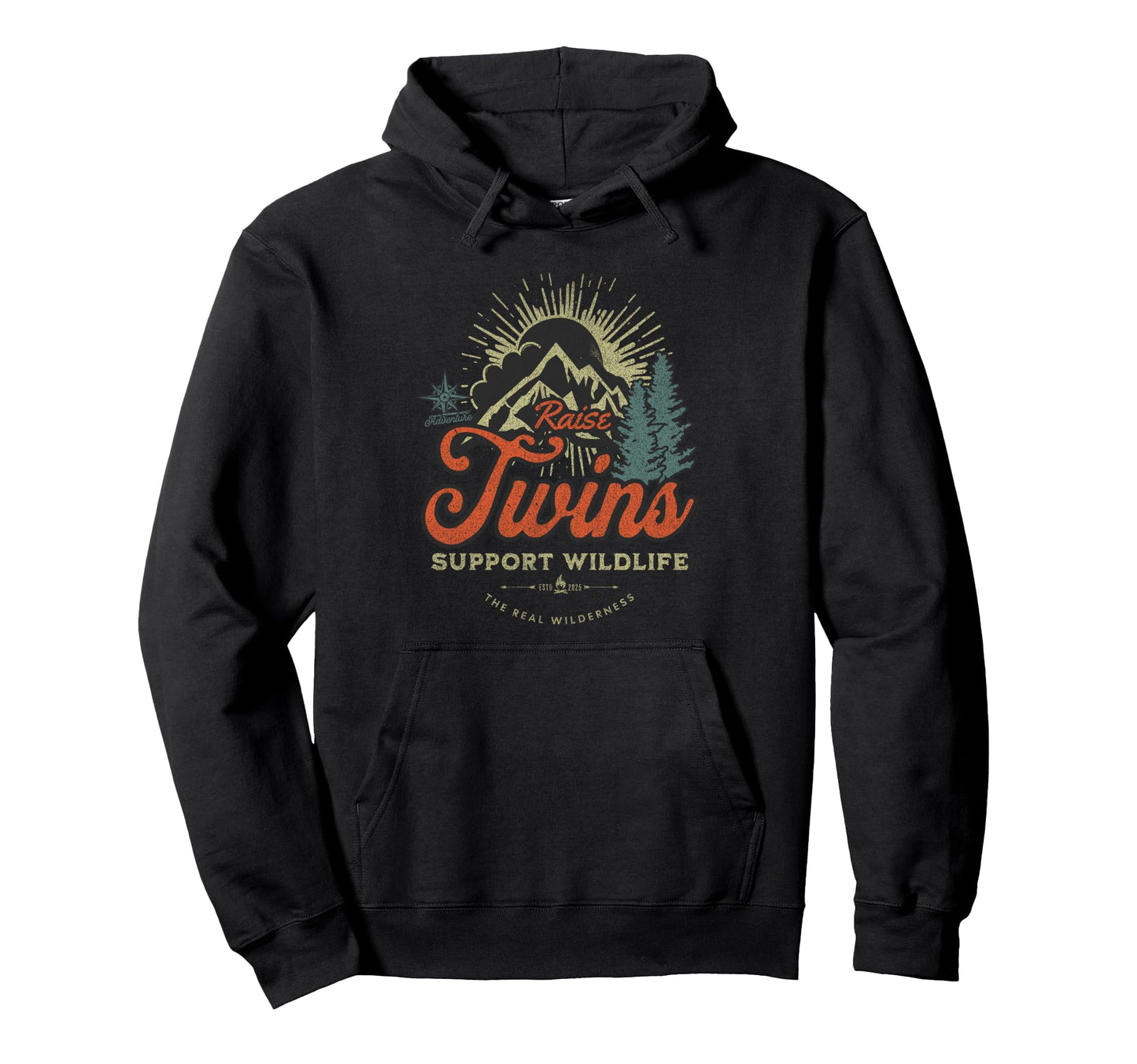 Twin Dad Support Wildlife Raise Twins Hoodie - Novelty Apparel for Adults - T-Shirt, Sweatshirt, Hoodie