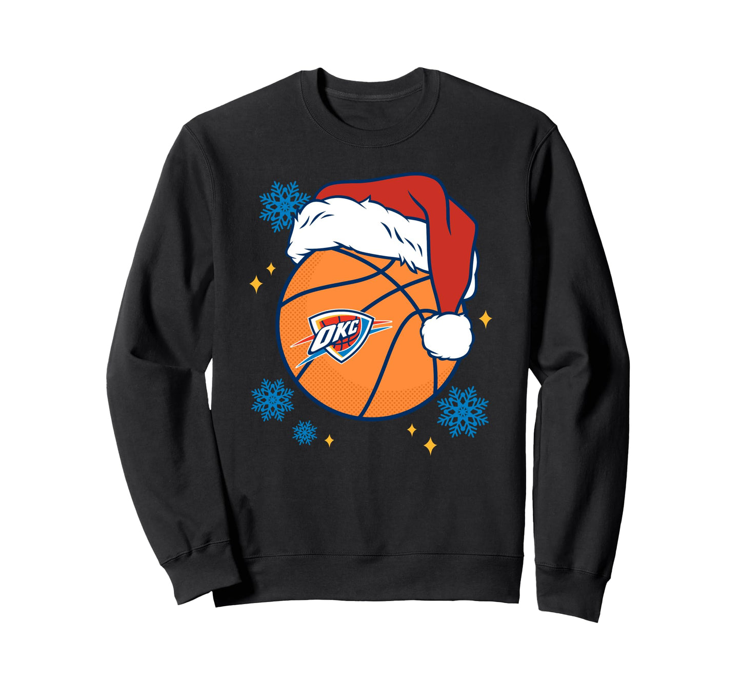 Nba Oklahoma City Thunder Santa Sweatshirt - Novelty Apparel for Adults - T-Shirt, Sweatshirt, Hoodie