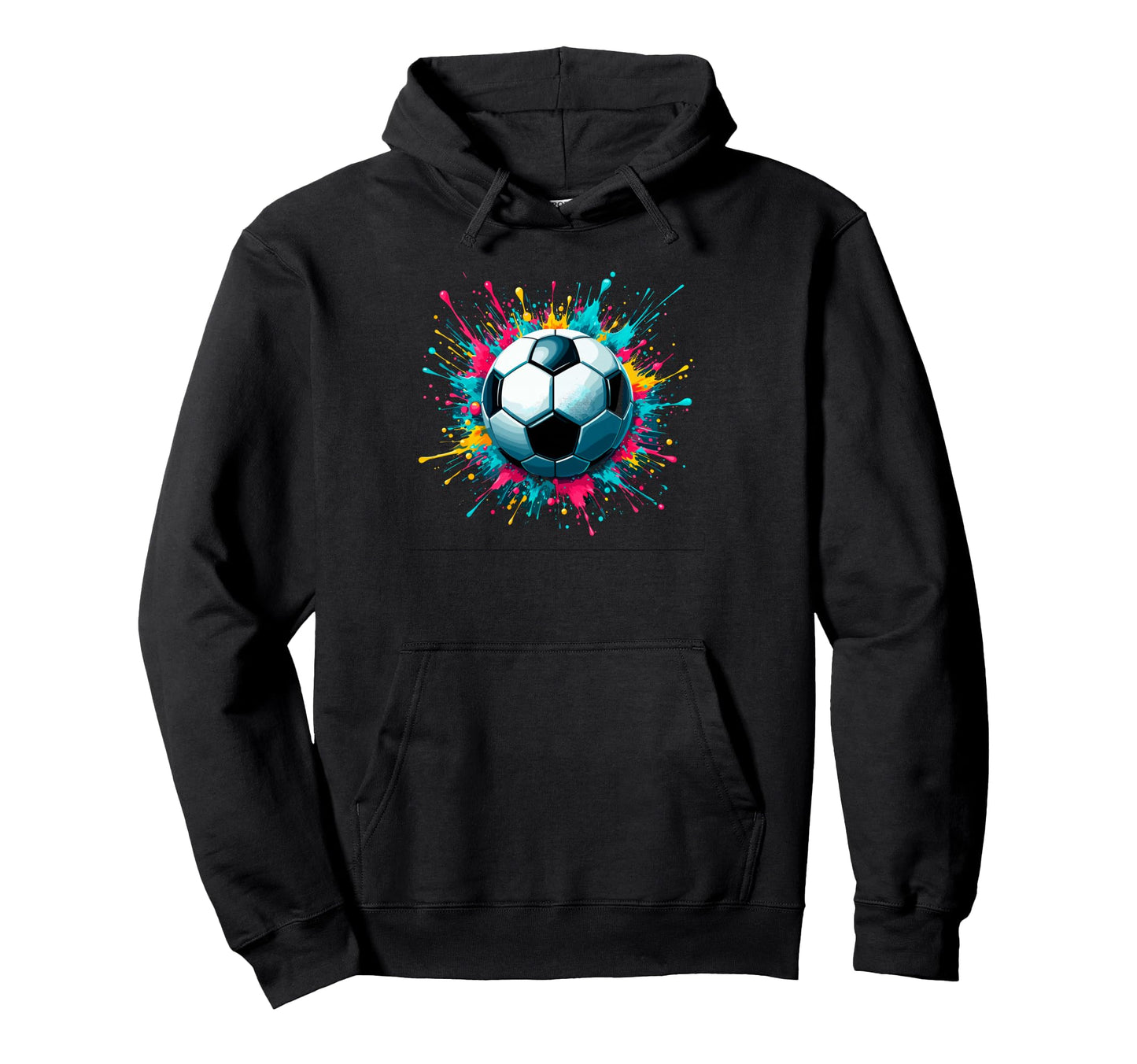 Colorful Splash Art Soccer Football Hoodie - Minimalist Print for Adults - T-Shirt, Sweatshirt, Hoodie