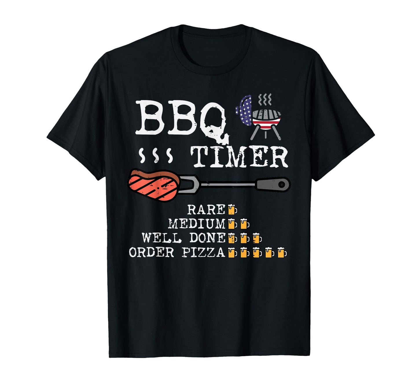 Bbq Timer Flag Funny Barbecue Grill T-Shirt - Minimalist Print Men Women - T-Shirt, Sweatshirt, Hoodie