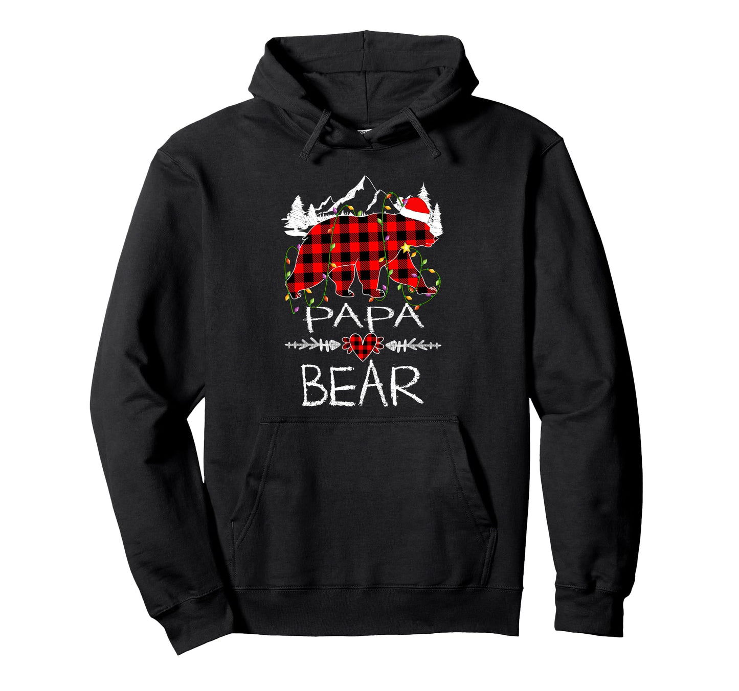 Papa Bear Family Red Buffalo Plaid Hoodie - Fun Novelty Design Men Women - T-Shirt, Sweatshirt, Hoodie