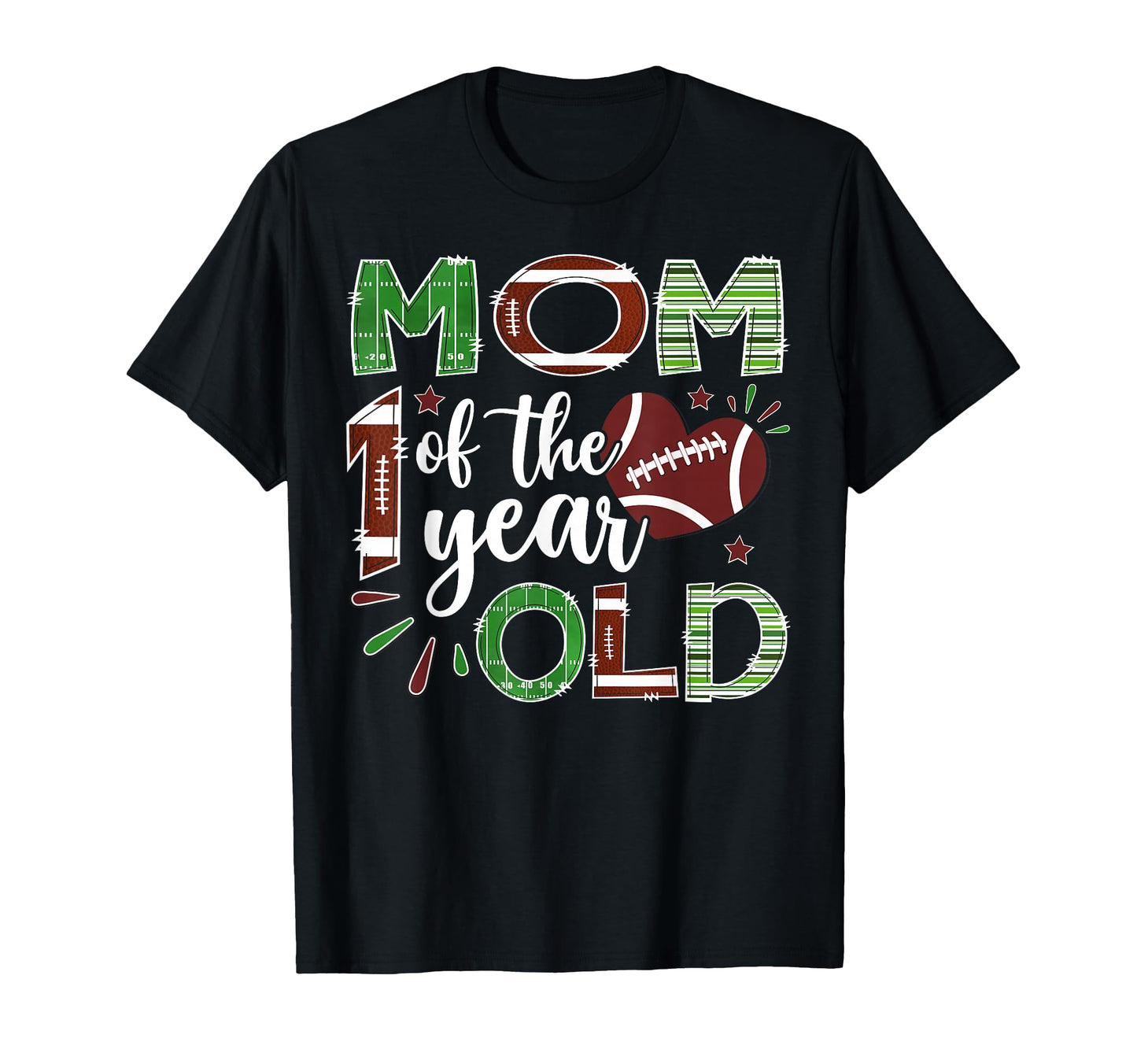Mom 1 Year Old Football First Birthday T-Shirt - Aesthetic Graphic Unisex - T-Shirt, Sweatshirt, Hoodie