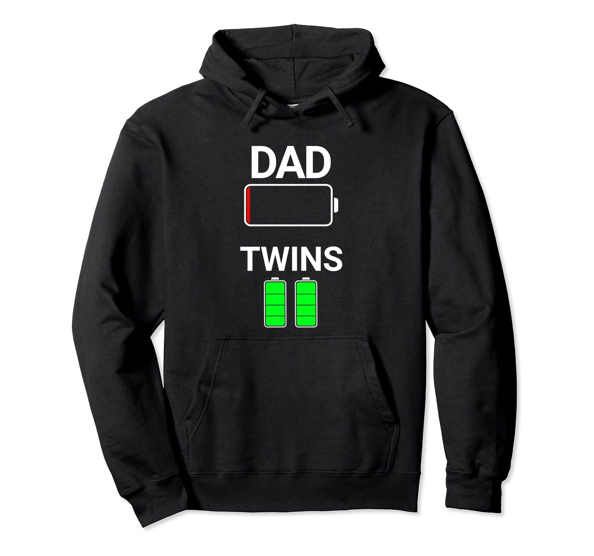 Low Battery Dad Twins Funny New Hoodie - Fun Novelty Design for Adults - T-Shirt, Sweatshirt, Hoodie