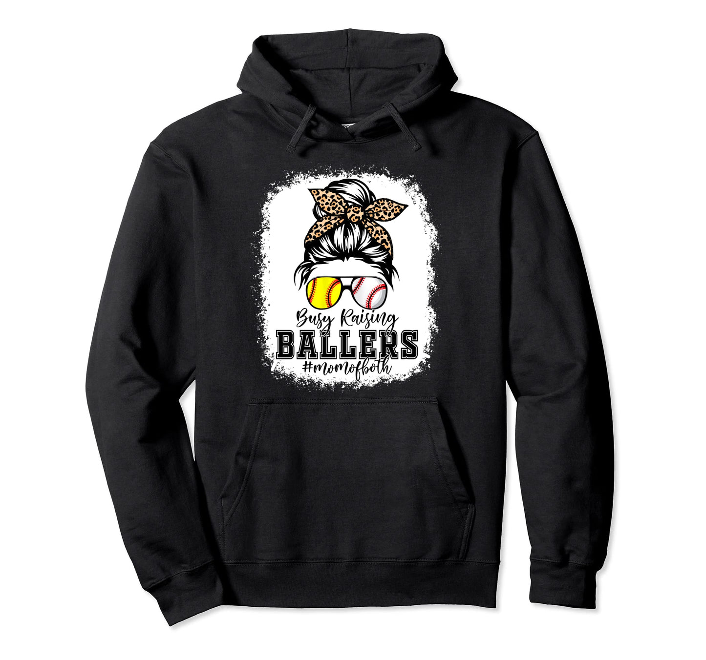 Leopard Busy Raising Ballers Softball Hoodie - Minimalist Print Unisex - T-Shirt, Sweatshirt, Hoodie