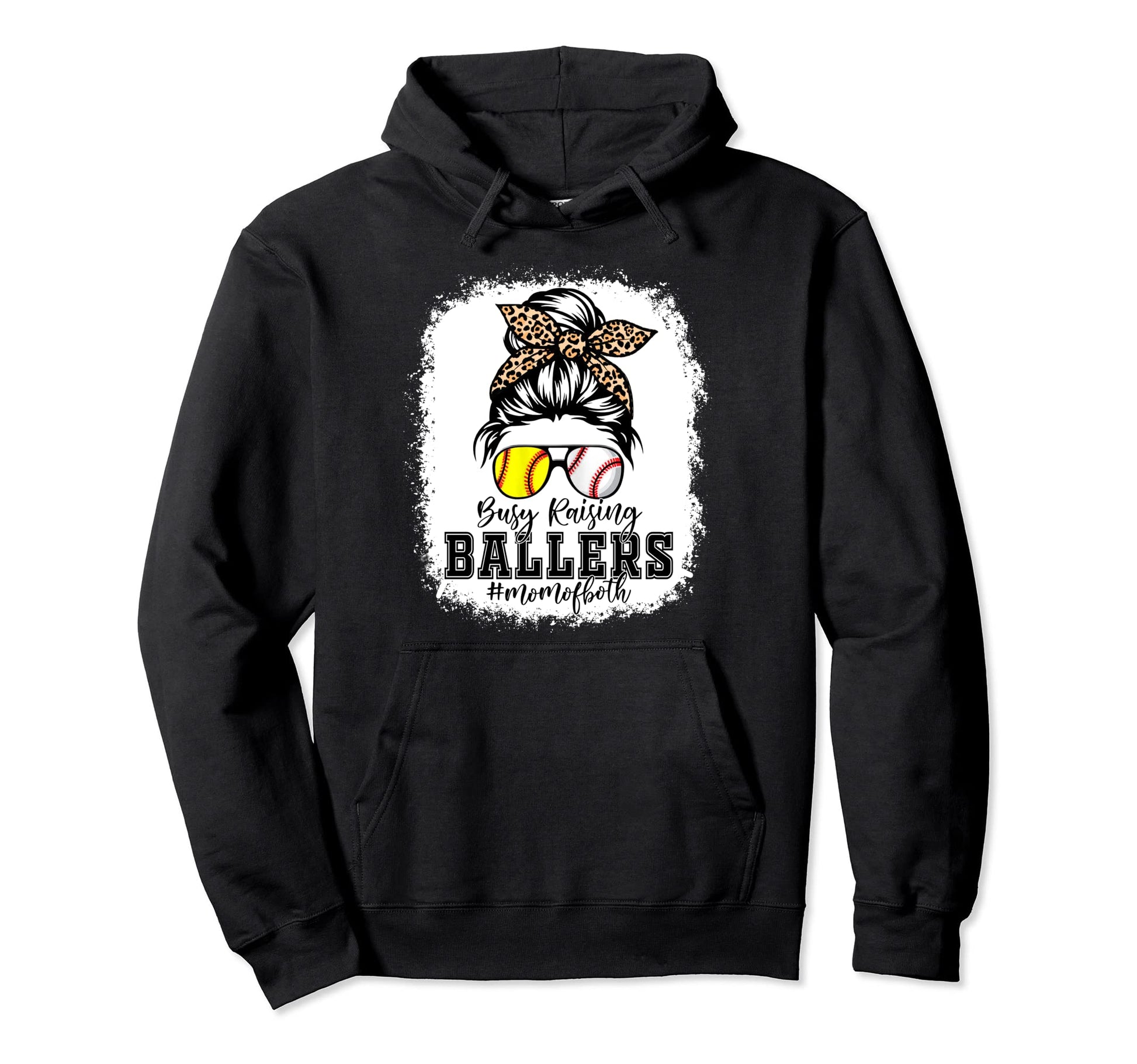 Leopard Busy Raising Ballers Softball Hoodie - Minimalist Print Unisex - T-Shirt, Sweatshirt, Hoodie