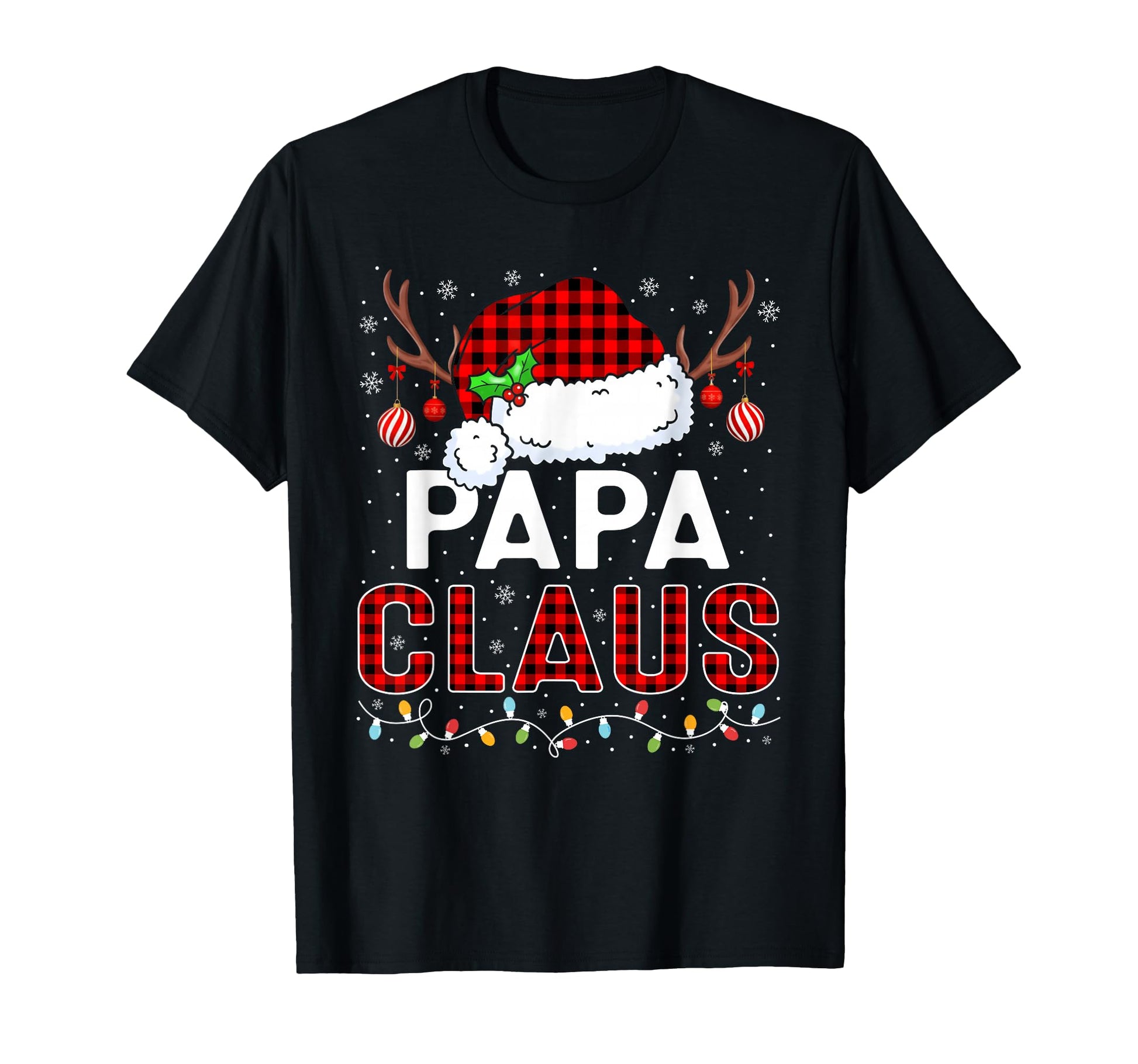 Papa Claus Lights Santa Hat Pajama T-Shirt - Trendy Graphic for Adults - T-Shirt, Sweatshirt, Hoodie