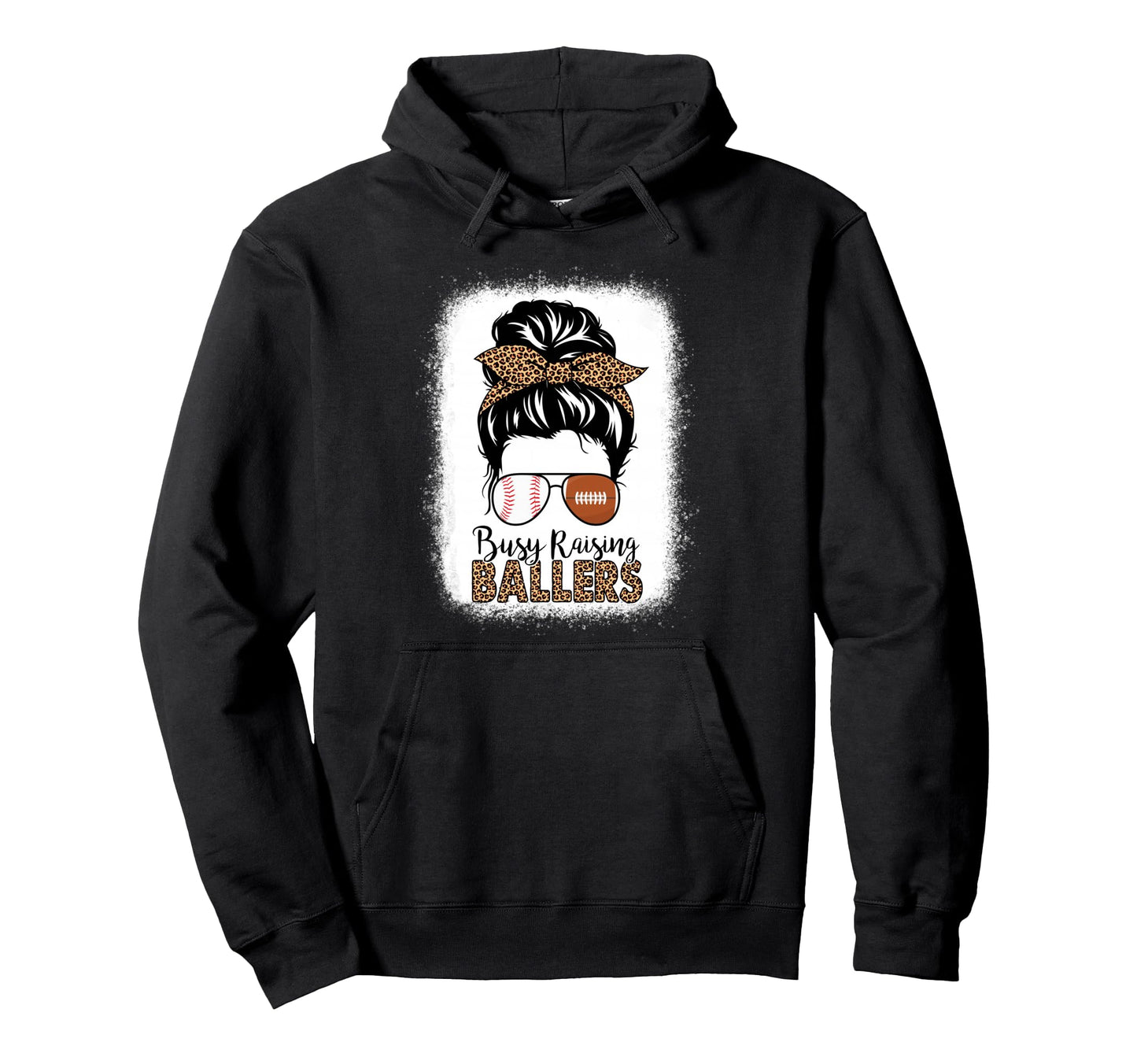 Baseball Football Mom Messy Bun Busy Hoodie - Fun Novelty Design Unisex - T-Shirt, Sweatshirt, Hoodie