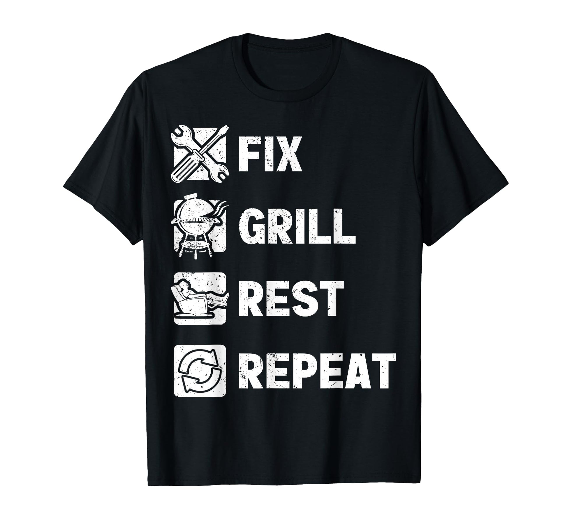 Mens Funny Dad Fix Grill Rest Repeat T-Shirt - Aesthetic Graphic Men Women - T-Shirt, Sweatshirt, Hoodie