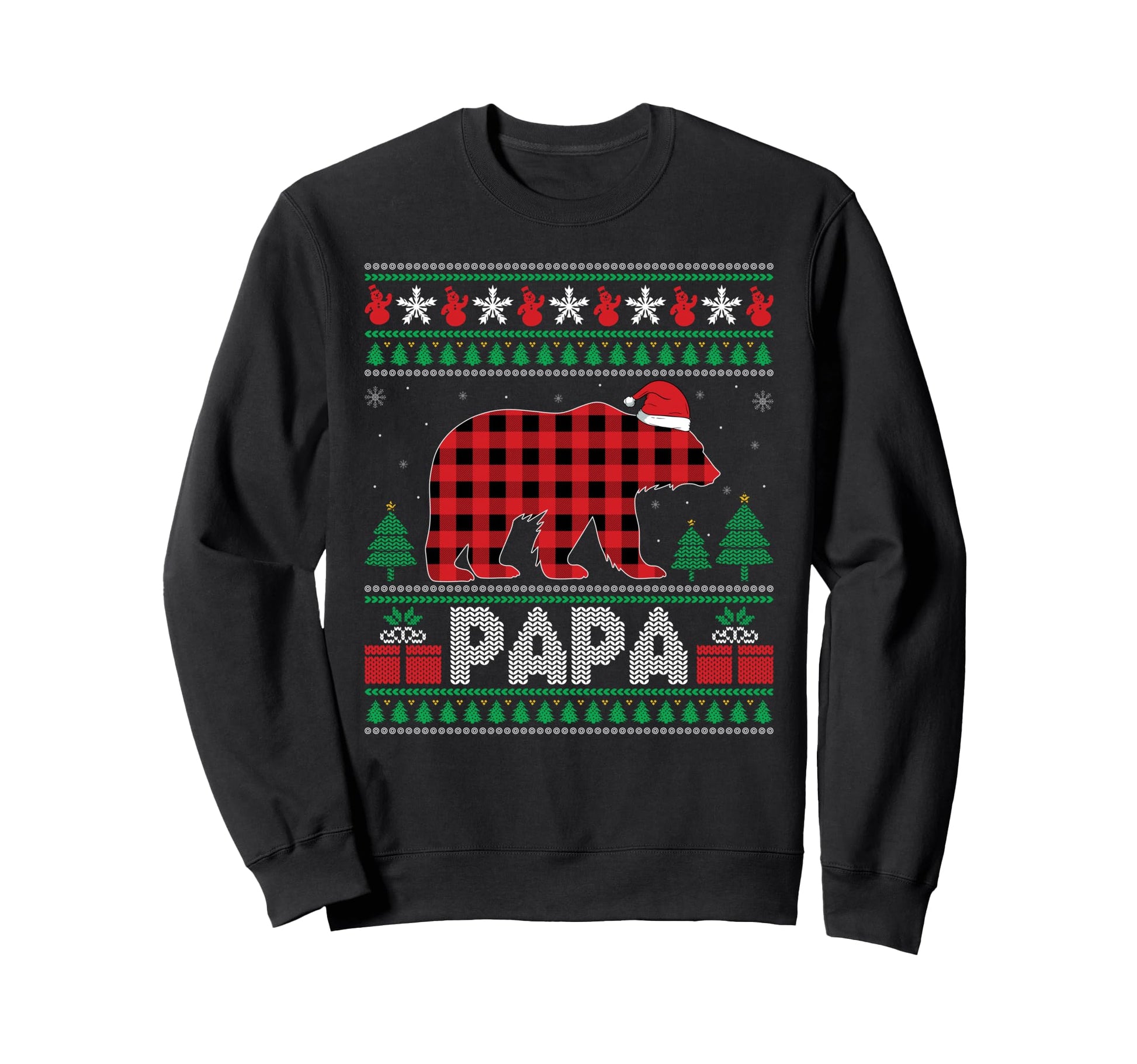 Ugly Bear Red Plaid Papa Matching Sweatshirt - Streetwear Style for Adults - T-Shirt, Sweatshirt, Hoodie