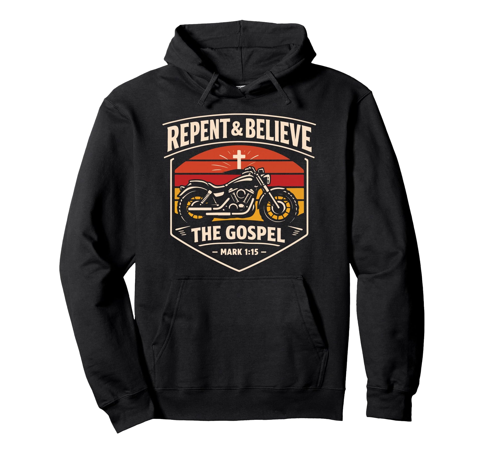 Christian Motorcycle Biker Repent Hoodie - Fun Novelty Design Men Women - T-Shirt, Sweatshirt, Hoodie
