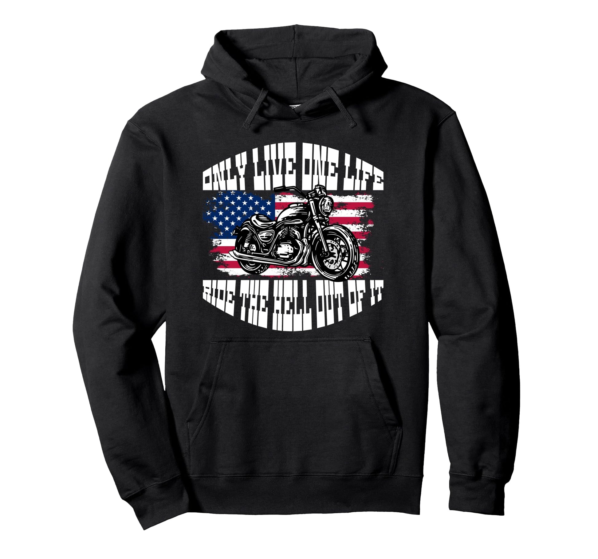 Biker Dad American Us Flag Hoodie - Aesthetic Graphic for Adults - T-Shirt, Sweatshirt, Hoodie