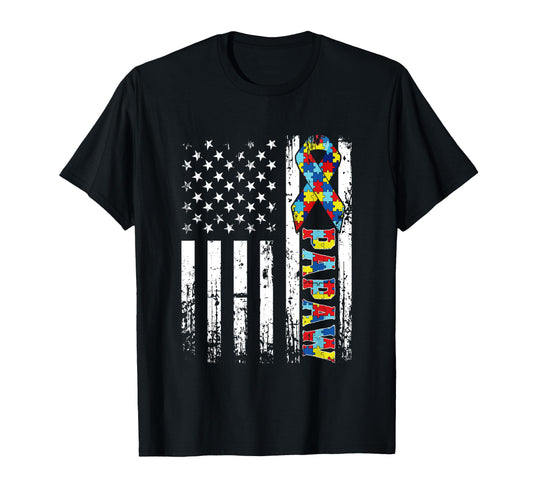American Flag Autism Papaw Awareness T-Shirt - Graphic Print Men Women - T-Shirt, Sweatshirt, Hoodie