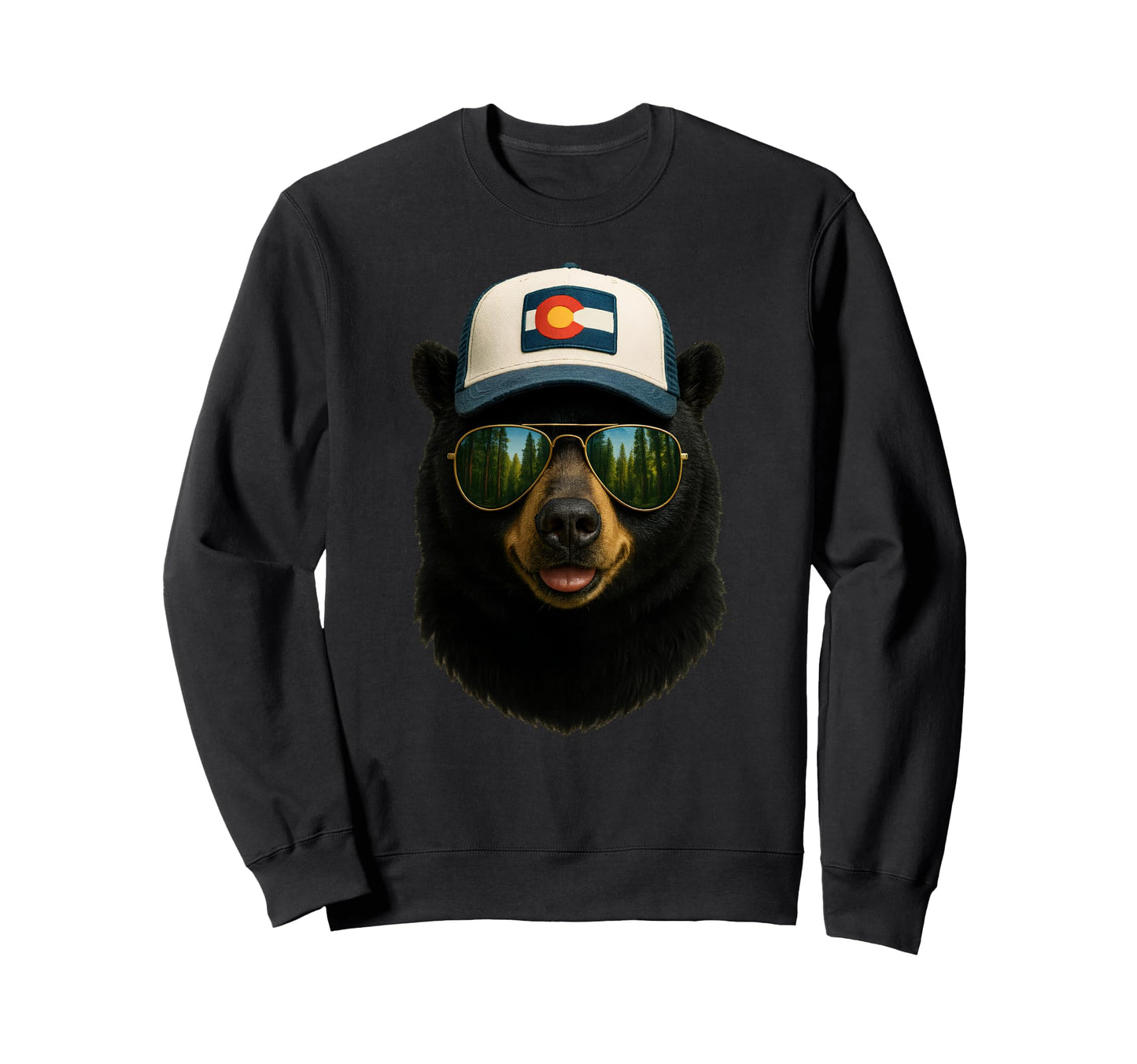 Colorado Black Bear Wearing Trucker Sweatshirt - Unique Graphic for Adults - T-Shirt, Sweatshirt, Hoodie