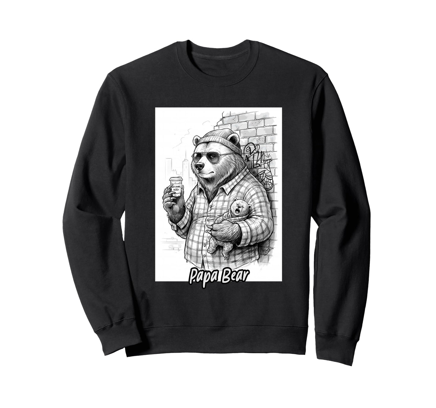 Papa Bear Street Hipster Cubs Sweatshirt - Unique Graphic Unisex - T-Shirt, Sweatshirt, Hoodie
